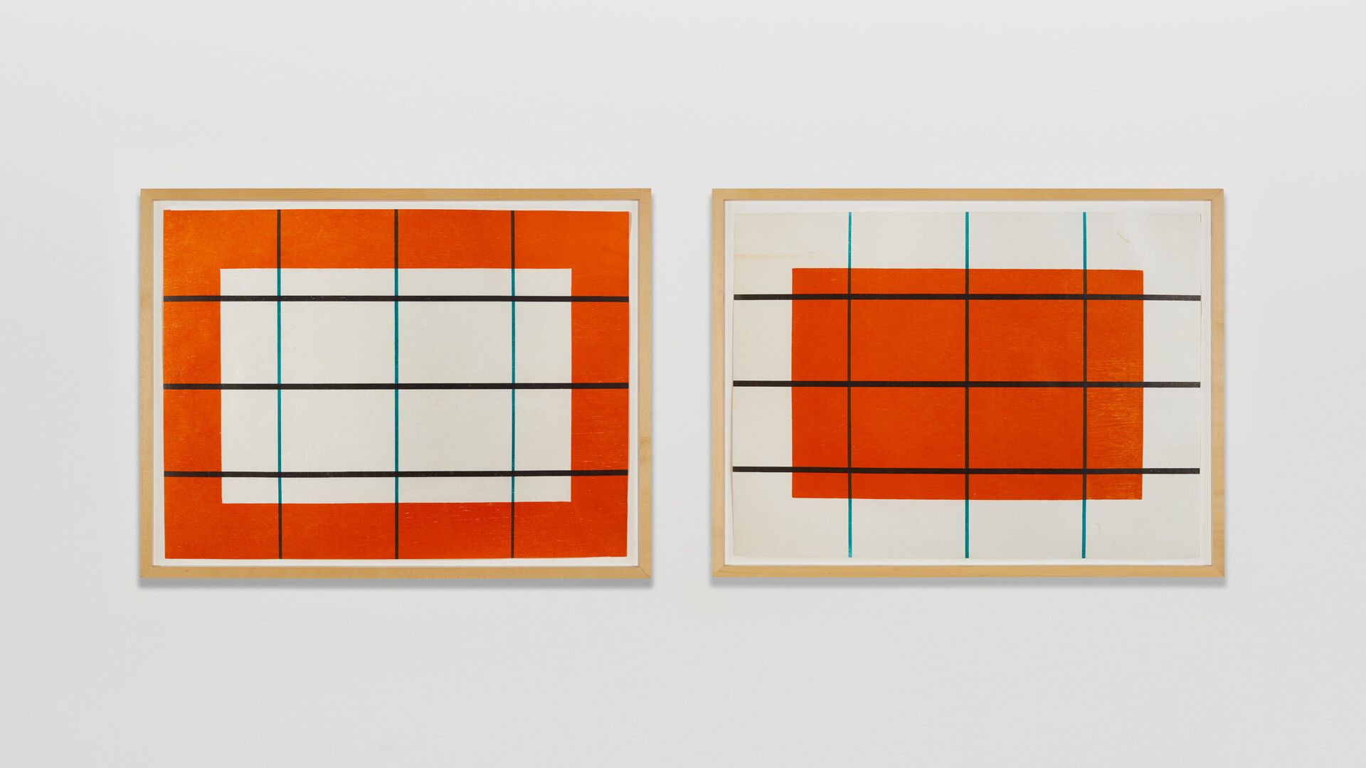 A photo featuring two of twenty prints from Donald Judd, Untitled 1992-1993/2020, dated 2020