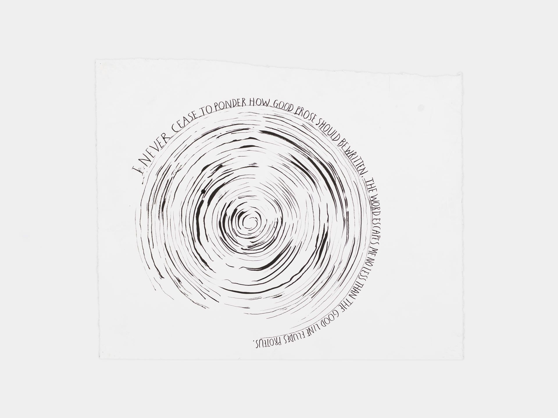 A drawing by Raymond Pettibon, titled No Title (I never cease...), dated 2017.