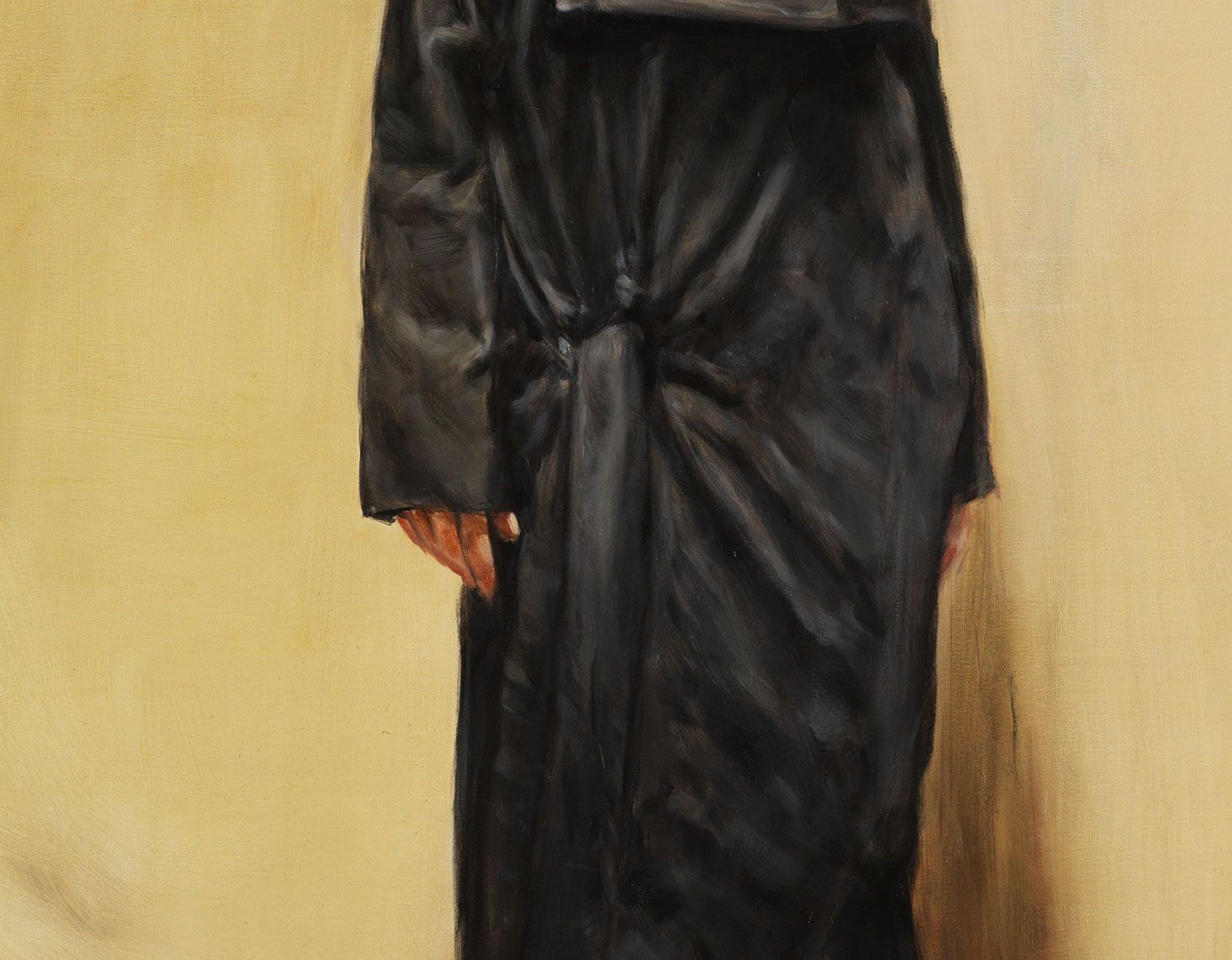 A detail from a painting by Michael Borremans, titled Black Mould II, dated 2014