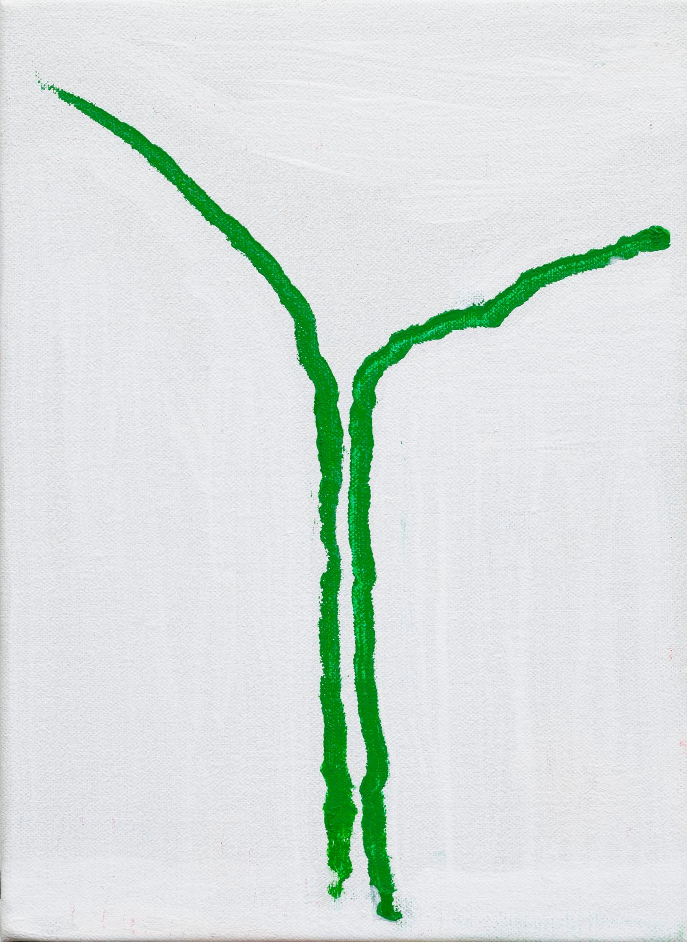 A painting by Raoul De Keyser, titled In Green (8 Verticals/2), dated 2010. 