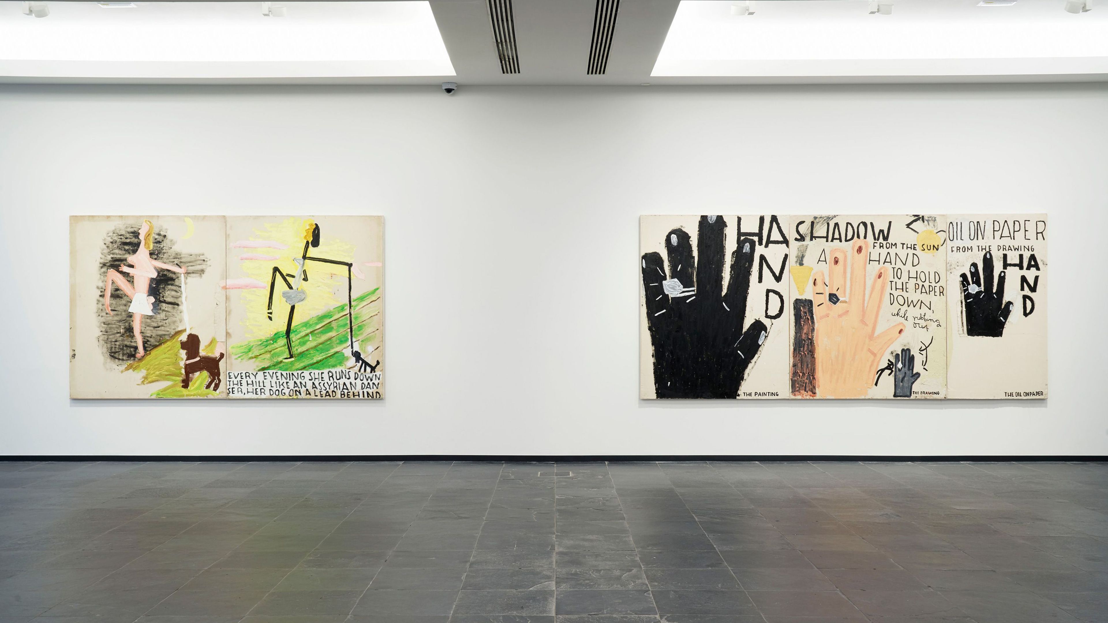 Installation view of the exhibition, Rose Wylie: picky people notice...,, at S.M.A.K. in Ghent, dated 2022.