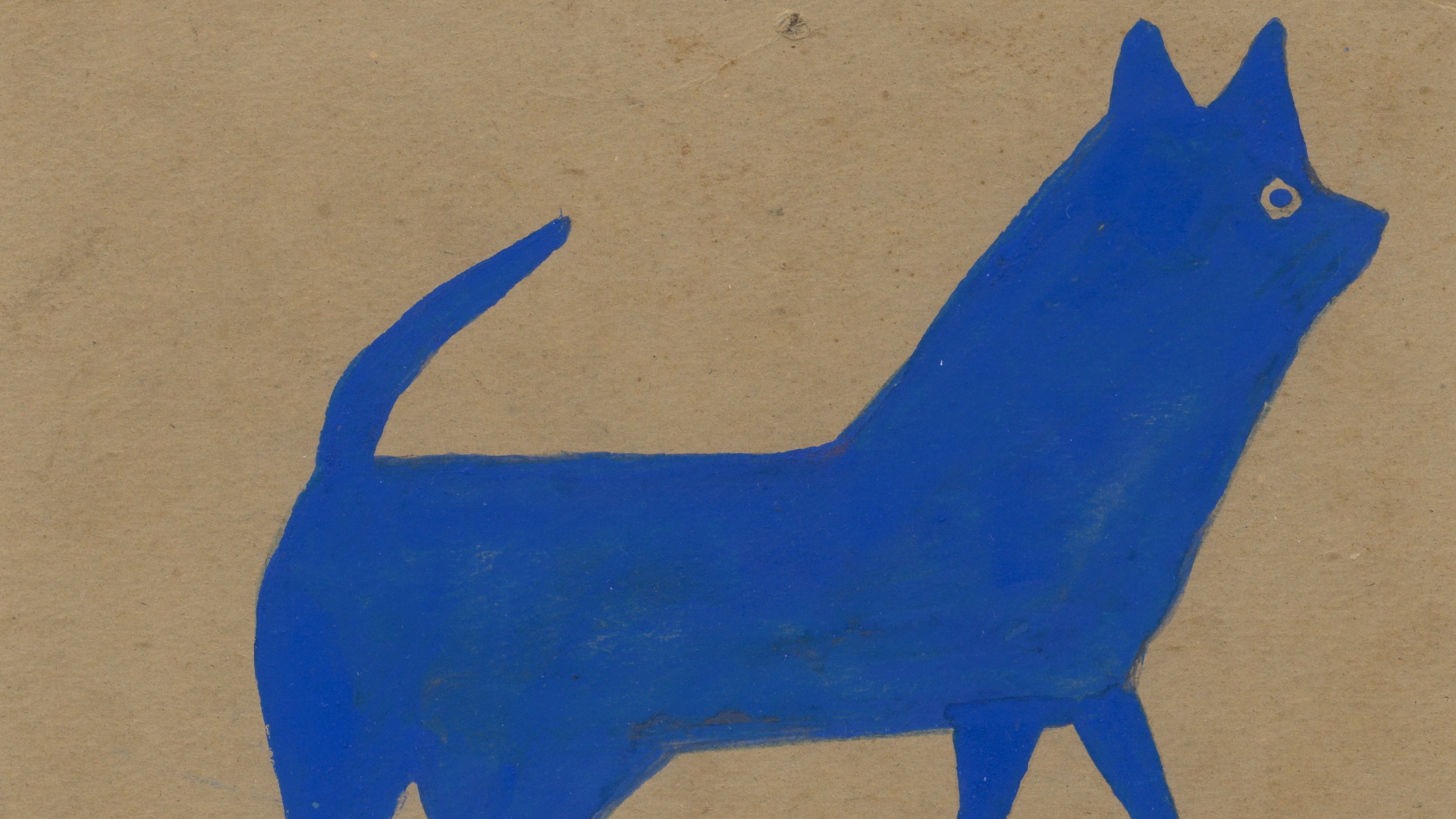 An artwrok by Bill Traylor, titled Blue Dog, dated 1939-1942