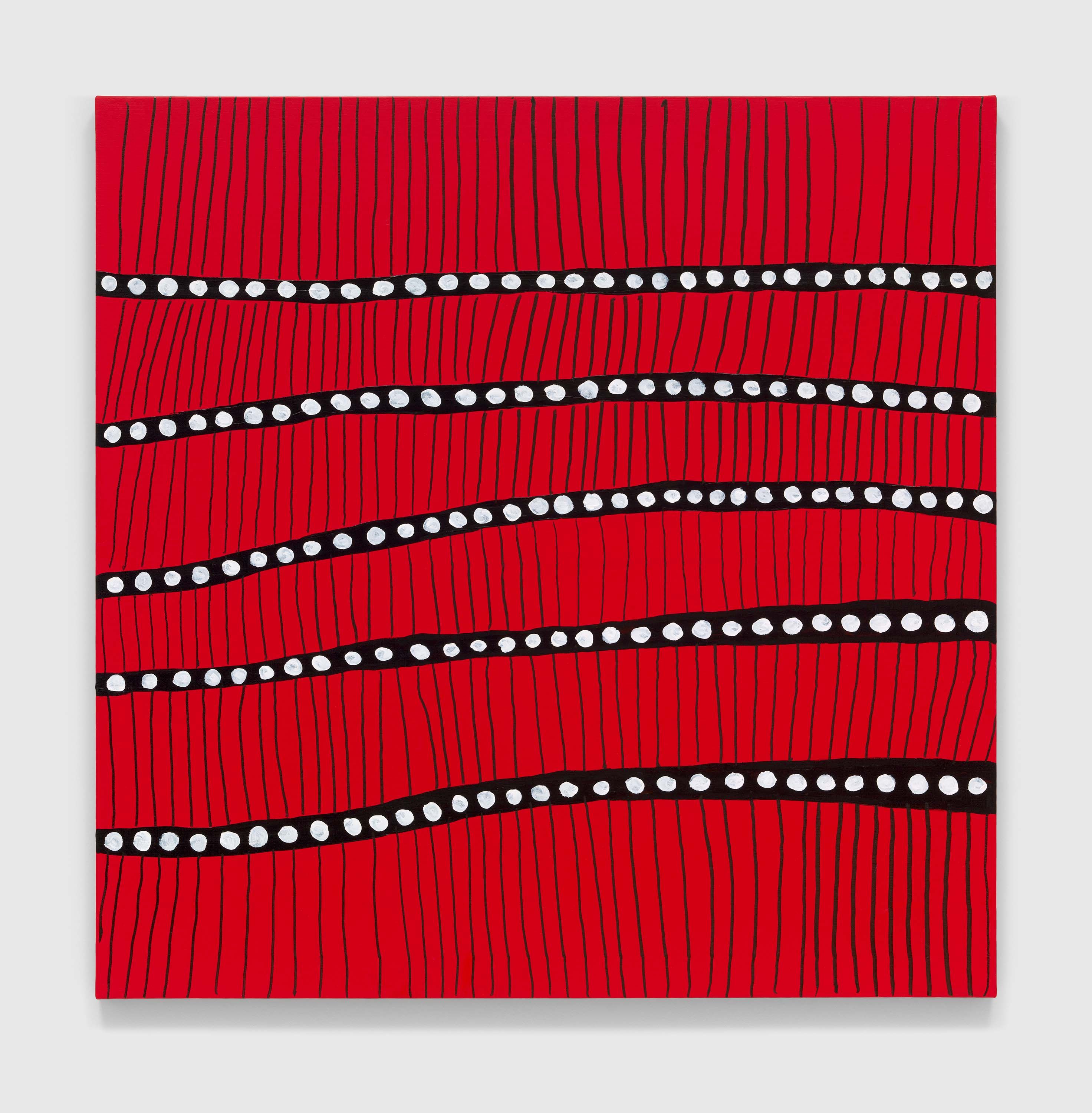 A painting by Yayoi Kusama, titled EVERY DAY I PRAY FOR LOVE, dated 2022.