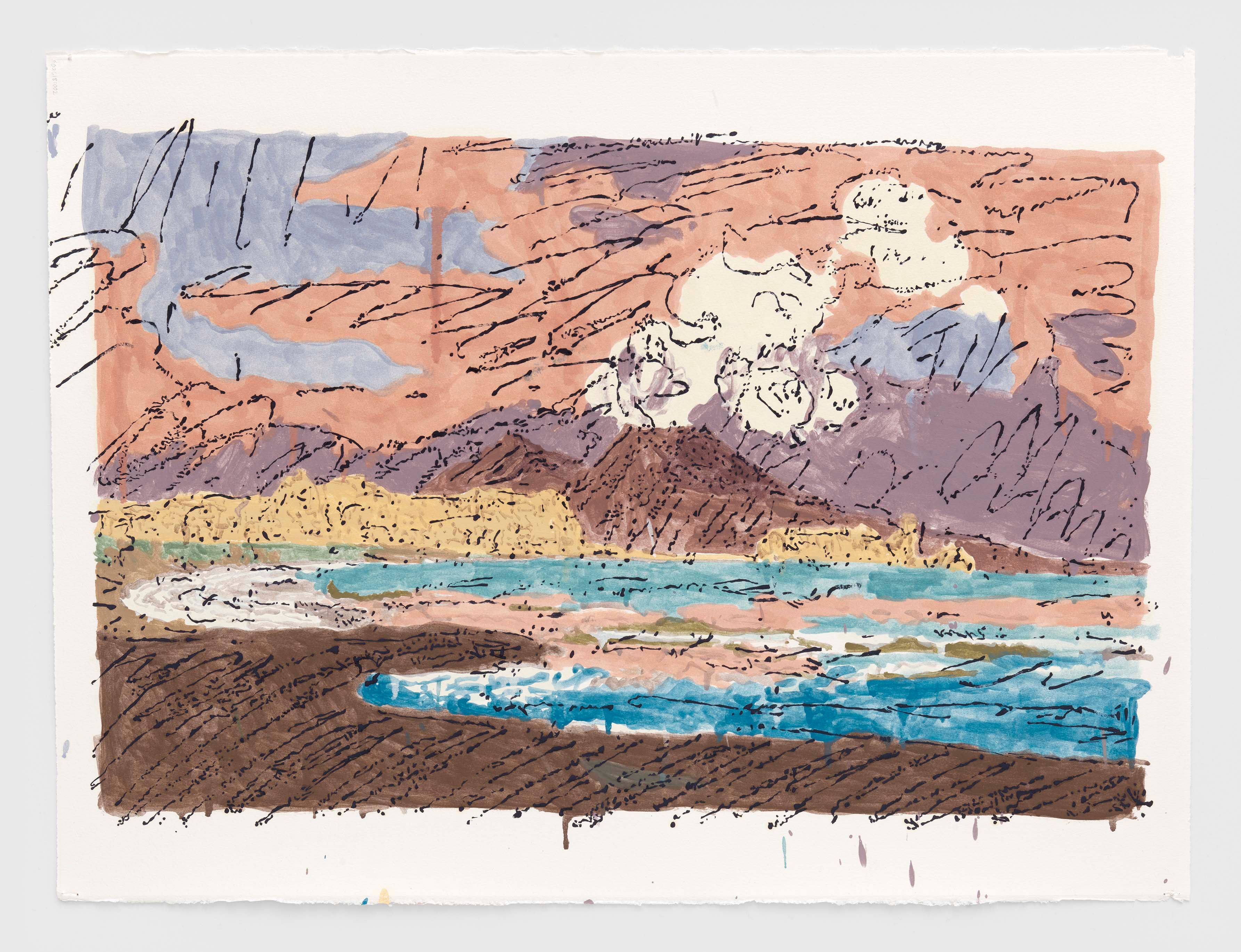 A painting by Nate Lowman, titled Paper Vesuvio di Caffi, dated 2021.