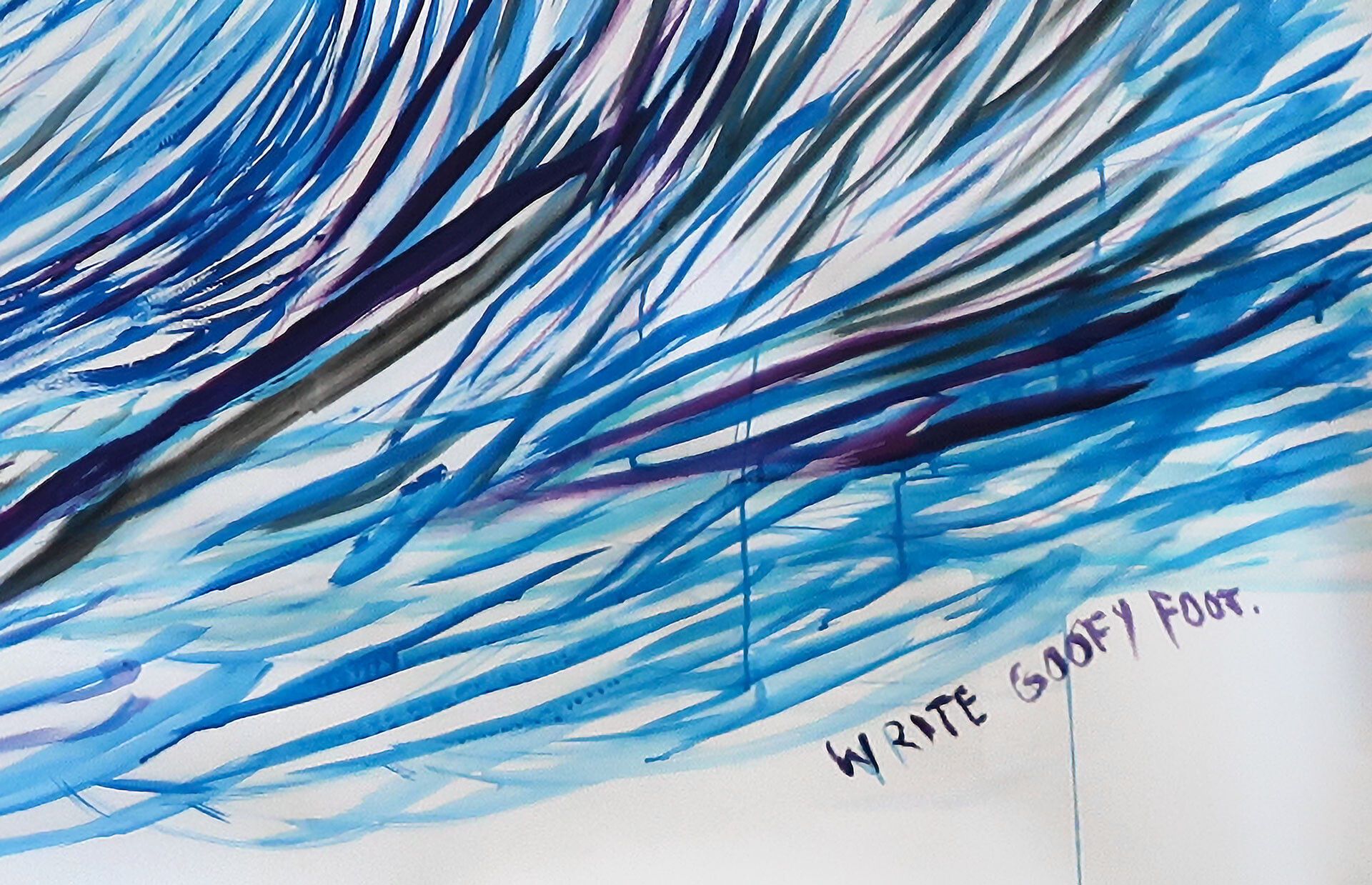 An acrylic and gouache on paper by Raymond Pettibon, titled, No Title (Big gun pen. ...), dated 2020.
