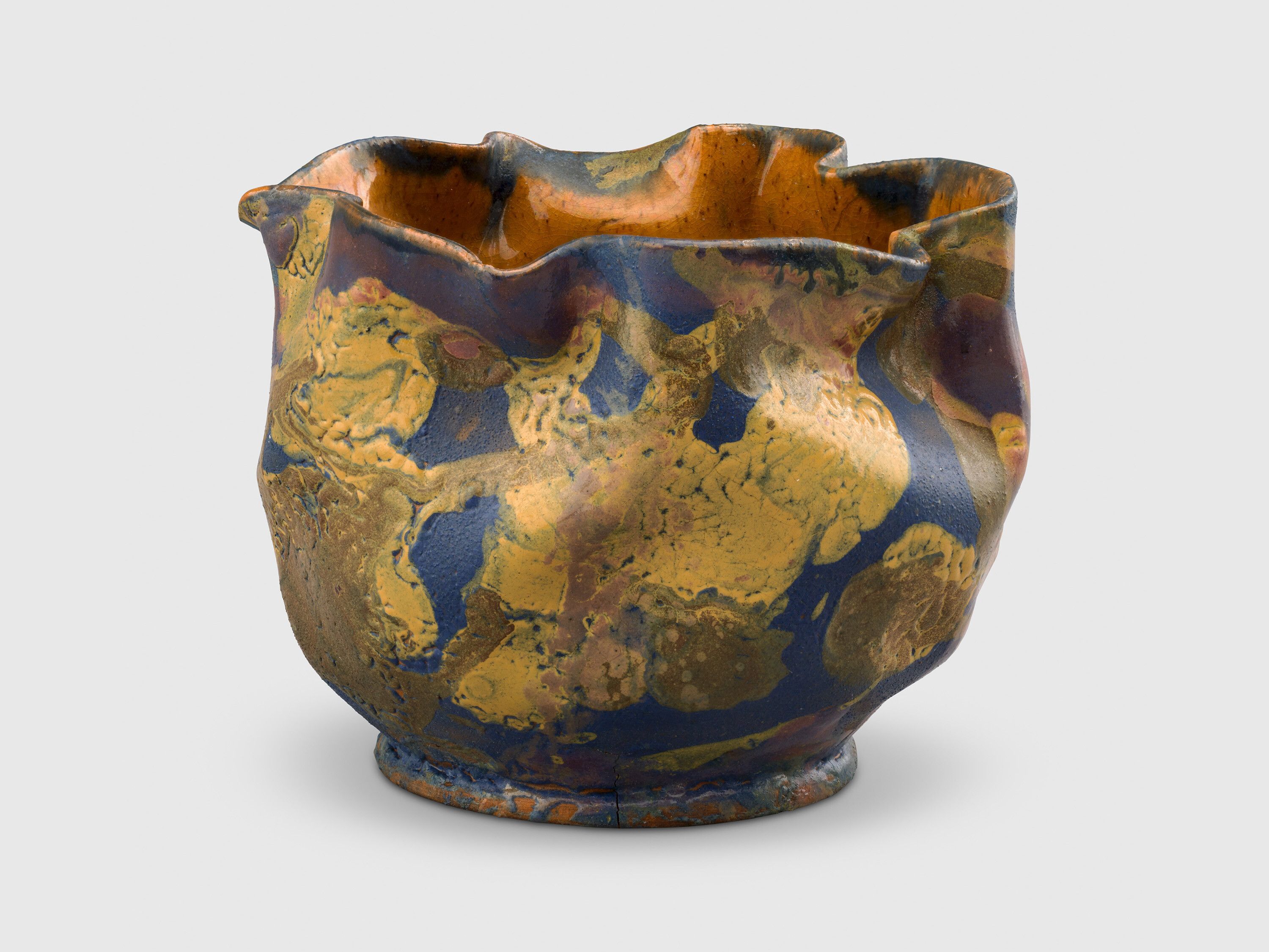 A sculpture by George Ohr, titled Bowl, dated 1903.