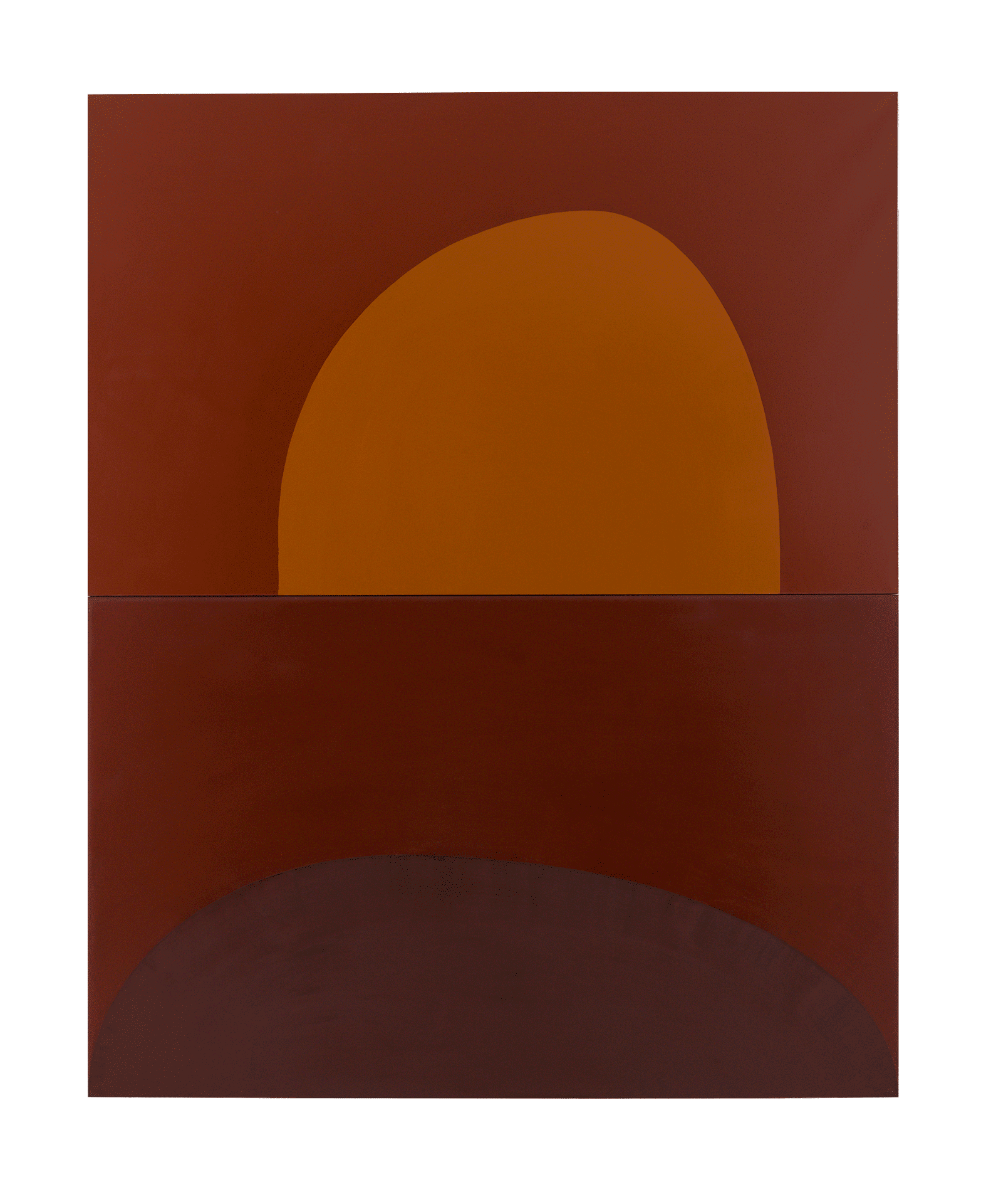 A painting by Suzan Frecon, titled embodiment of red (orange), dated 2013.
