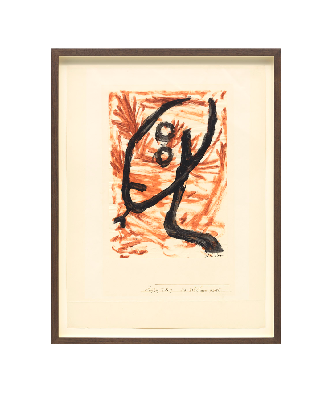 A drawing by Paul Klee, titled die Schlange kommt (The snake comes), dated 1939.