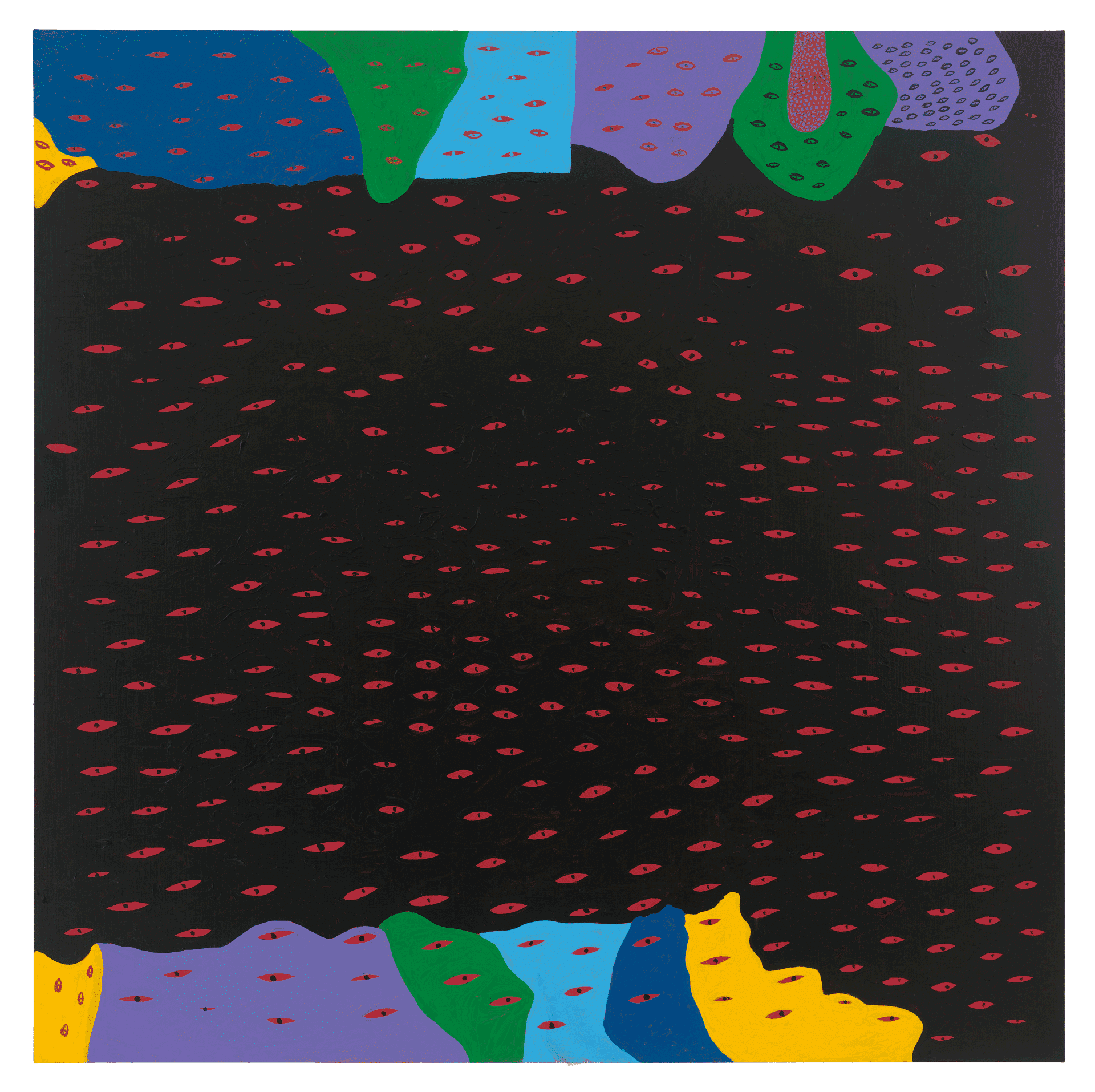 A painting by Yayoi Kusama, titled Tears of Despair, dated 2014.