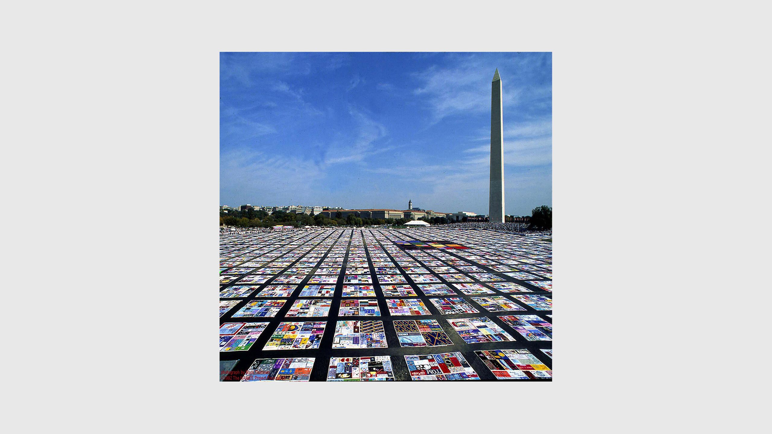 A photo of the AIDS Memorial Quilt in Washington, D.C.