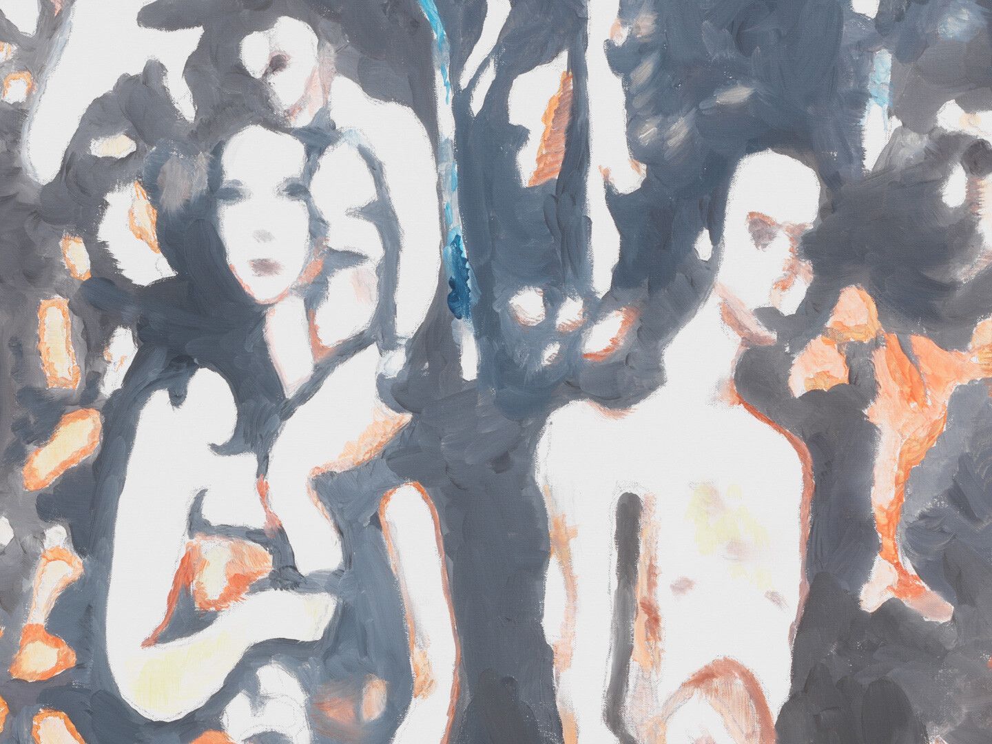 Detail of an oil painting on canvas by Luc Tuymans, titled Allo! II, dated 2012.