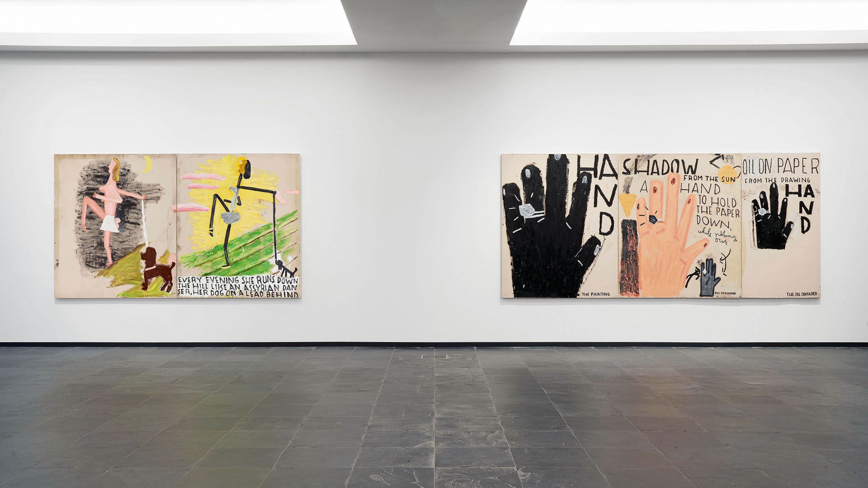 Installation view of the exhibition "Rose Wylie: picky people notice...," at S.M.A.K., Stedelijk Museum voor Actuele Kunst in Ghent, dated 2022.