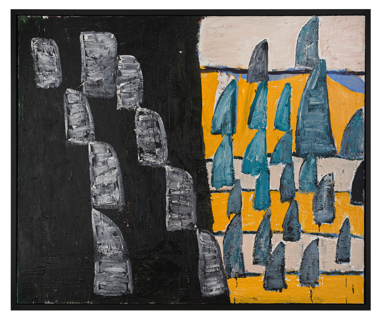 A painting by Max Wade, titled Fin, dated 2018.