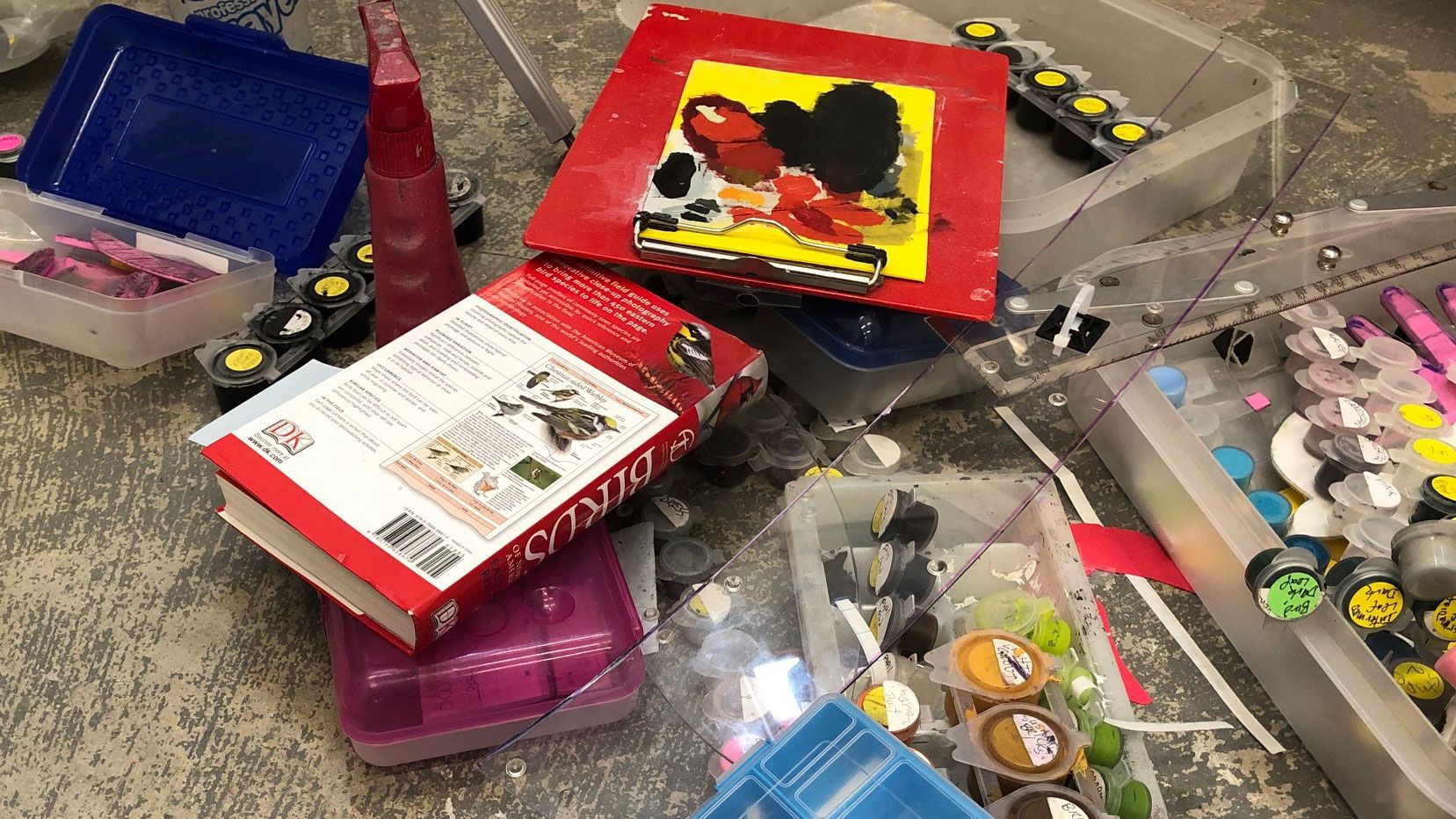 A photograph of Kerry James Marshall's studio, dated 2020