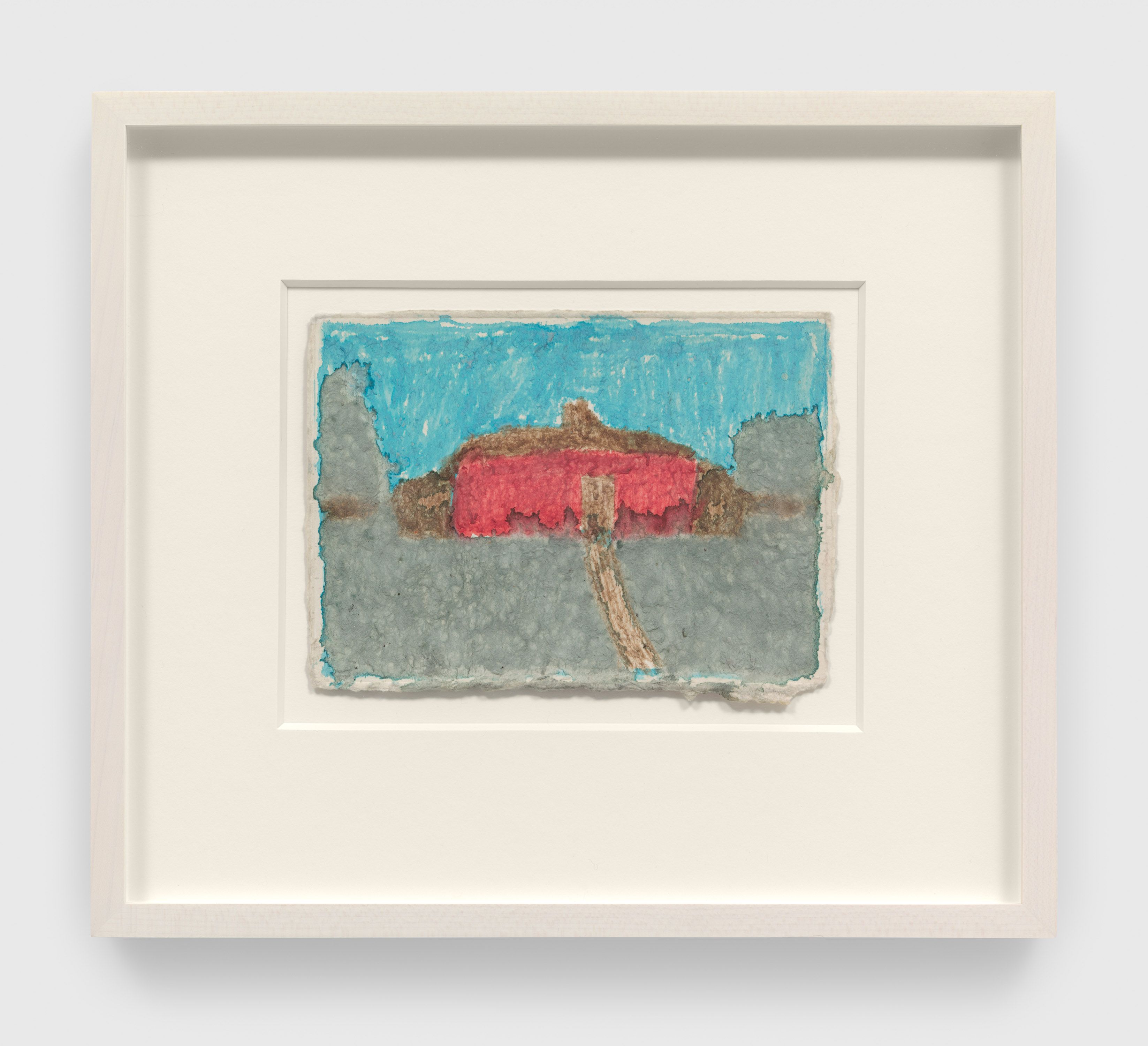A mixed media artwork by James Castle, titled Untitled (red house), n.d. 