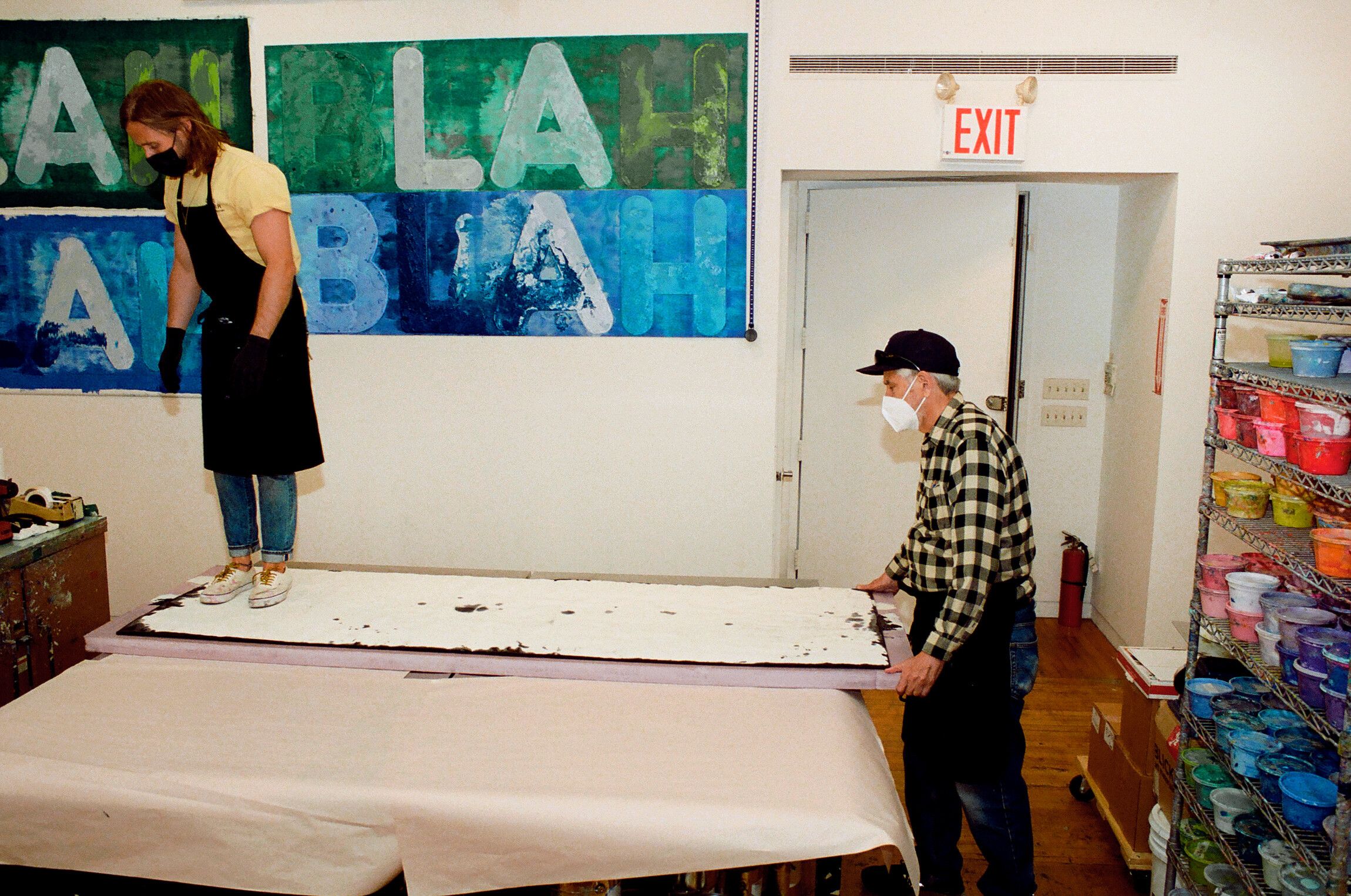 Pressing in print studio 2021