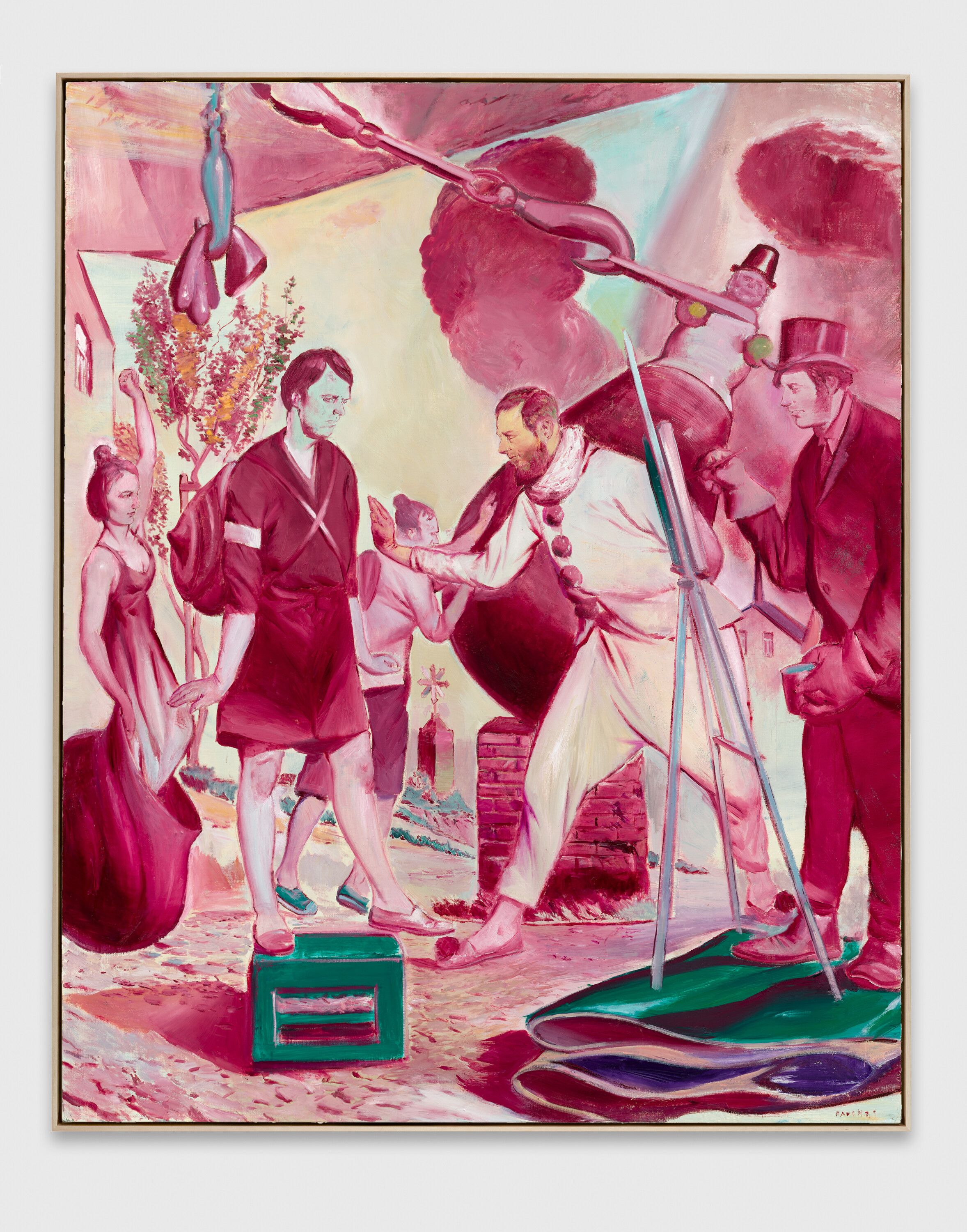 An oil on canvas artwork by Neo Rauch, titled Der Anstoß, dated 2021.