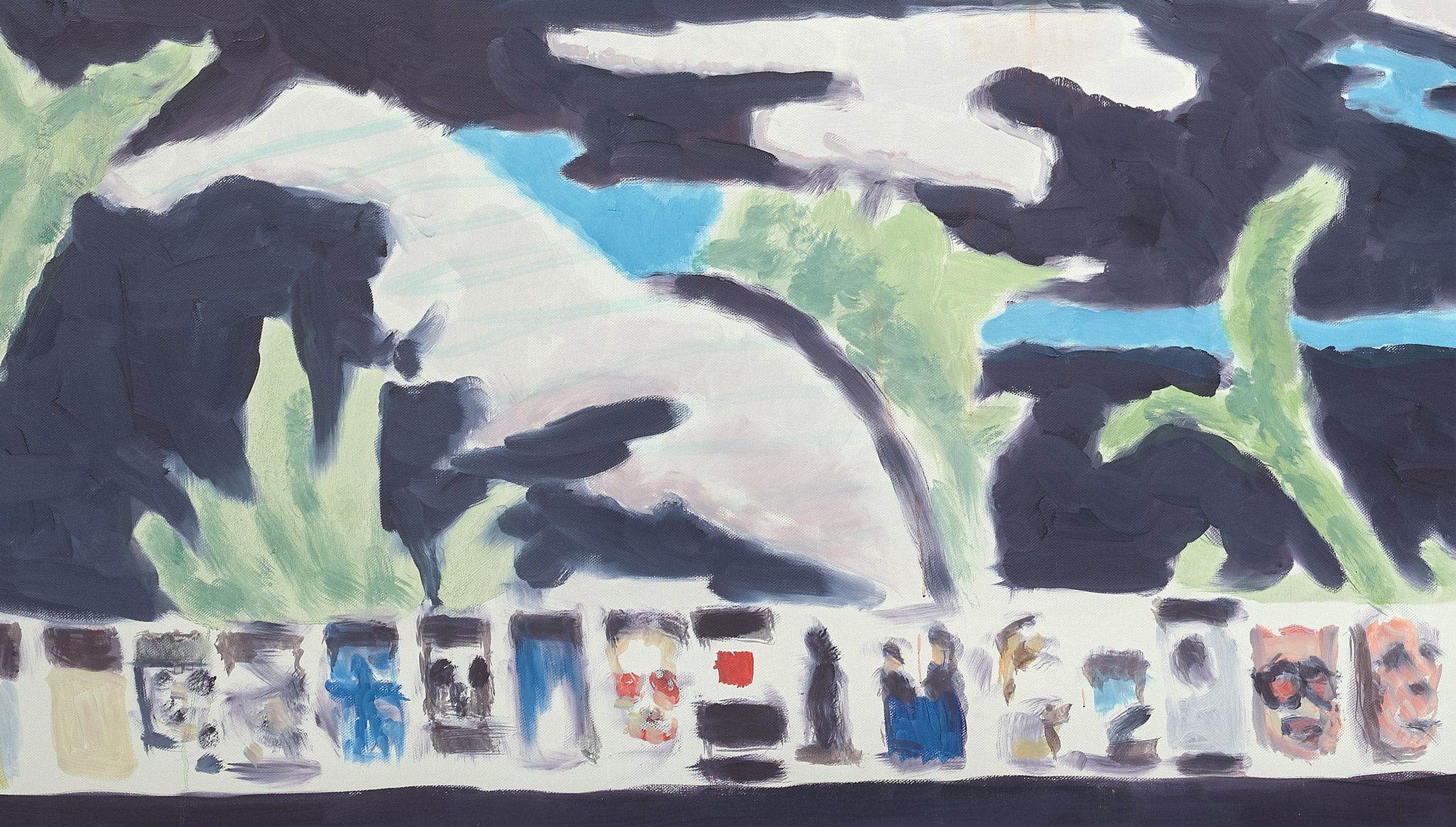 A detail of an artwork by Luc Tuymans, titled The Barn, called 2023