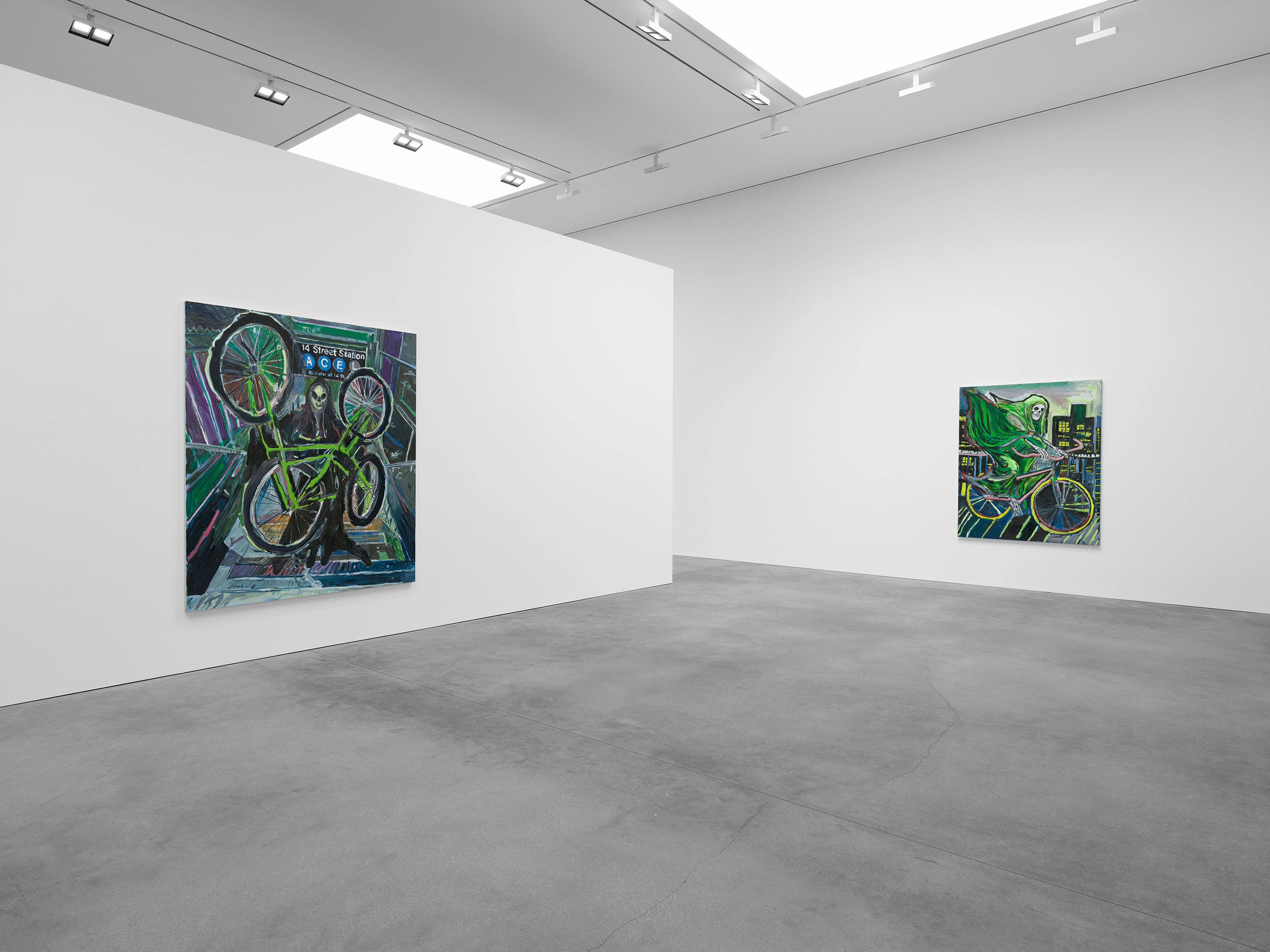 An installation view of the exhibition, Josh Smith: Destiny, at David Zwirner in Los Angeles, dated 2025.