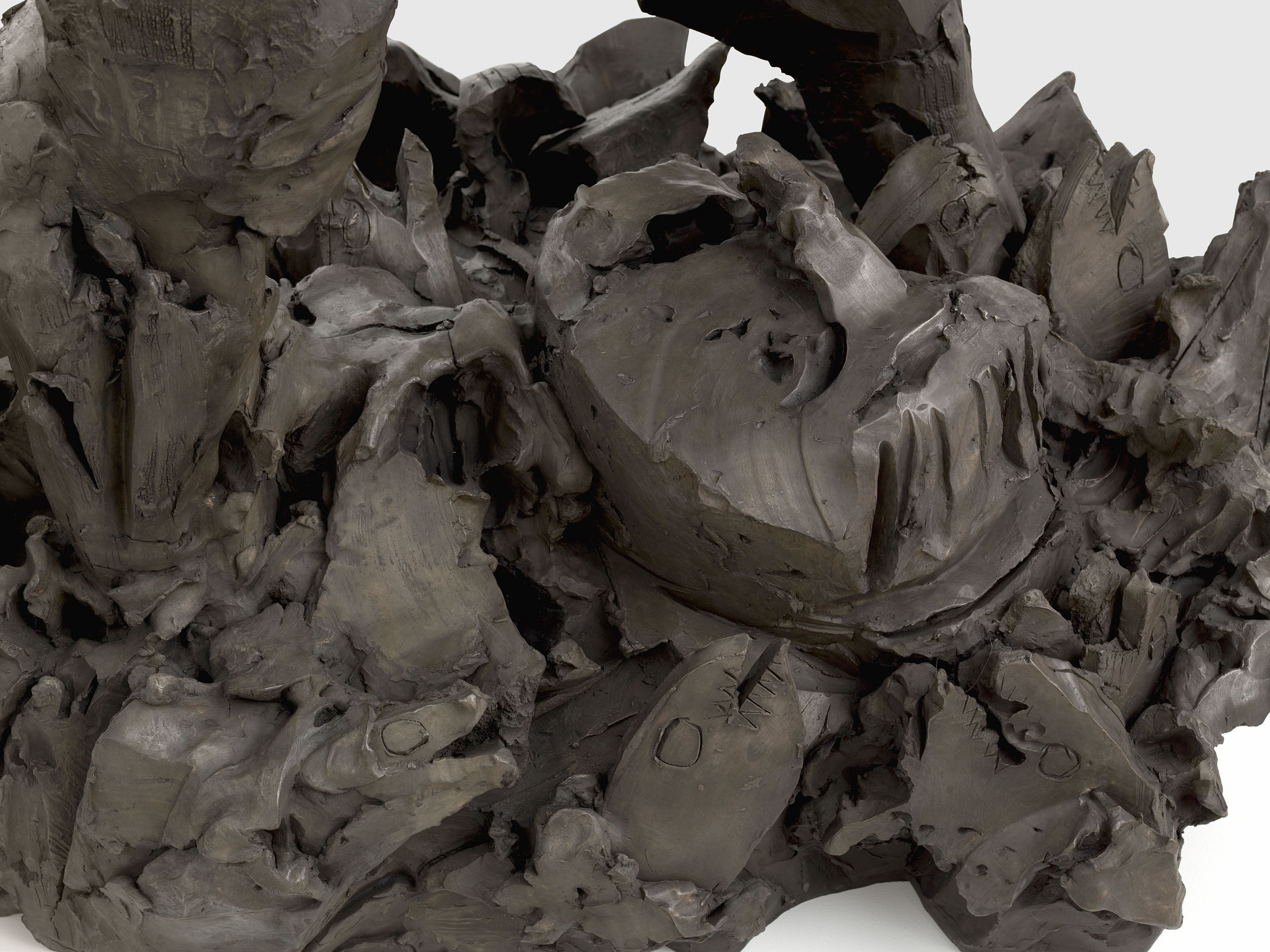 A detail from a sculpture by Dana Schutz, titled Large Model, dated 2022.