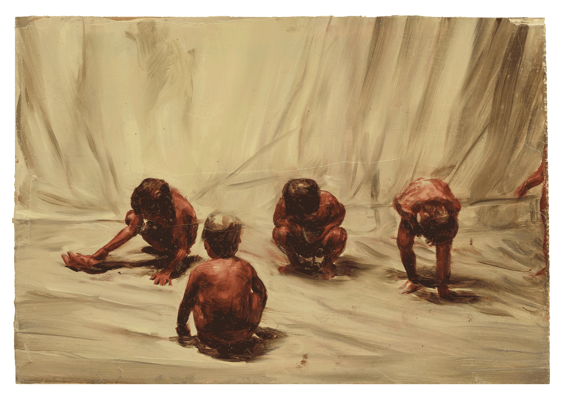 A painting by Michaël Borremans, titled Fire From the Sun, dated 2017.