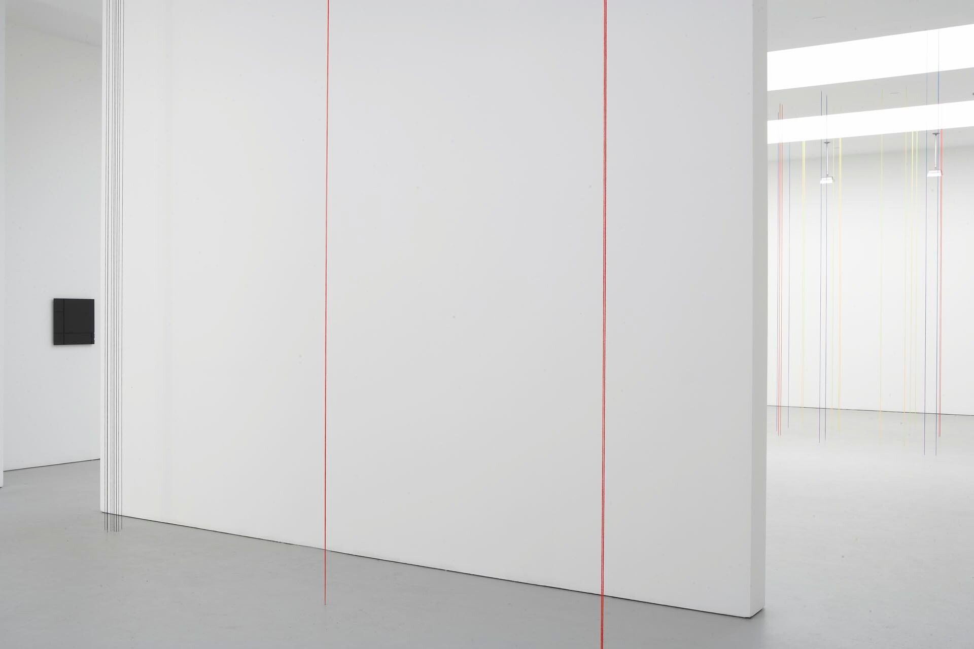 Installation view of the exhibition, Fred Sandback: Large Scale Sculpture, at David Zwirner in New York, dated 2006.