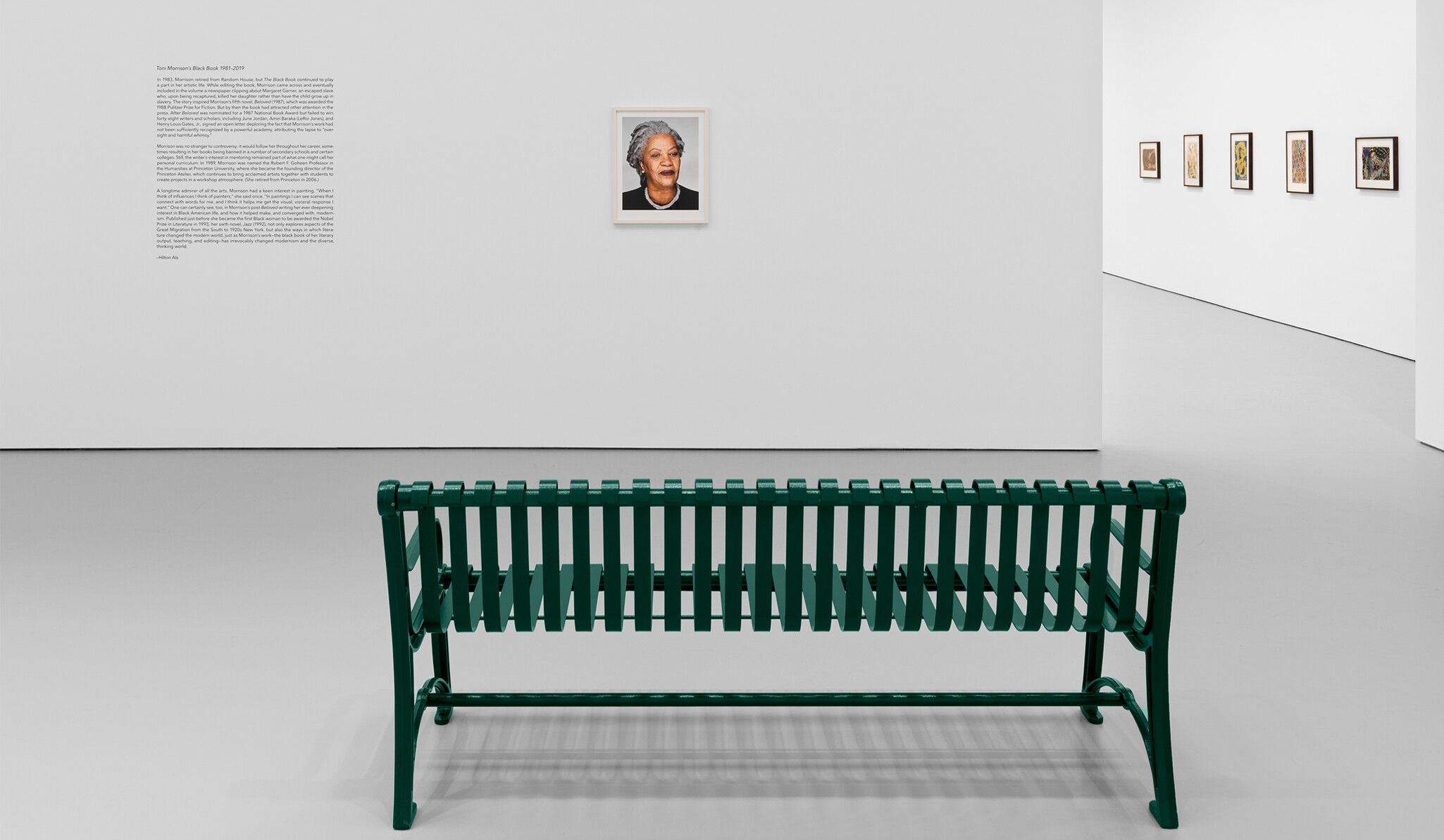 Installation view of the exhibition titled Toni Morrison's Black Book at David Zwirner's New York location, dated 2022