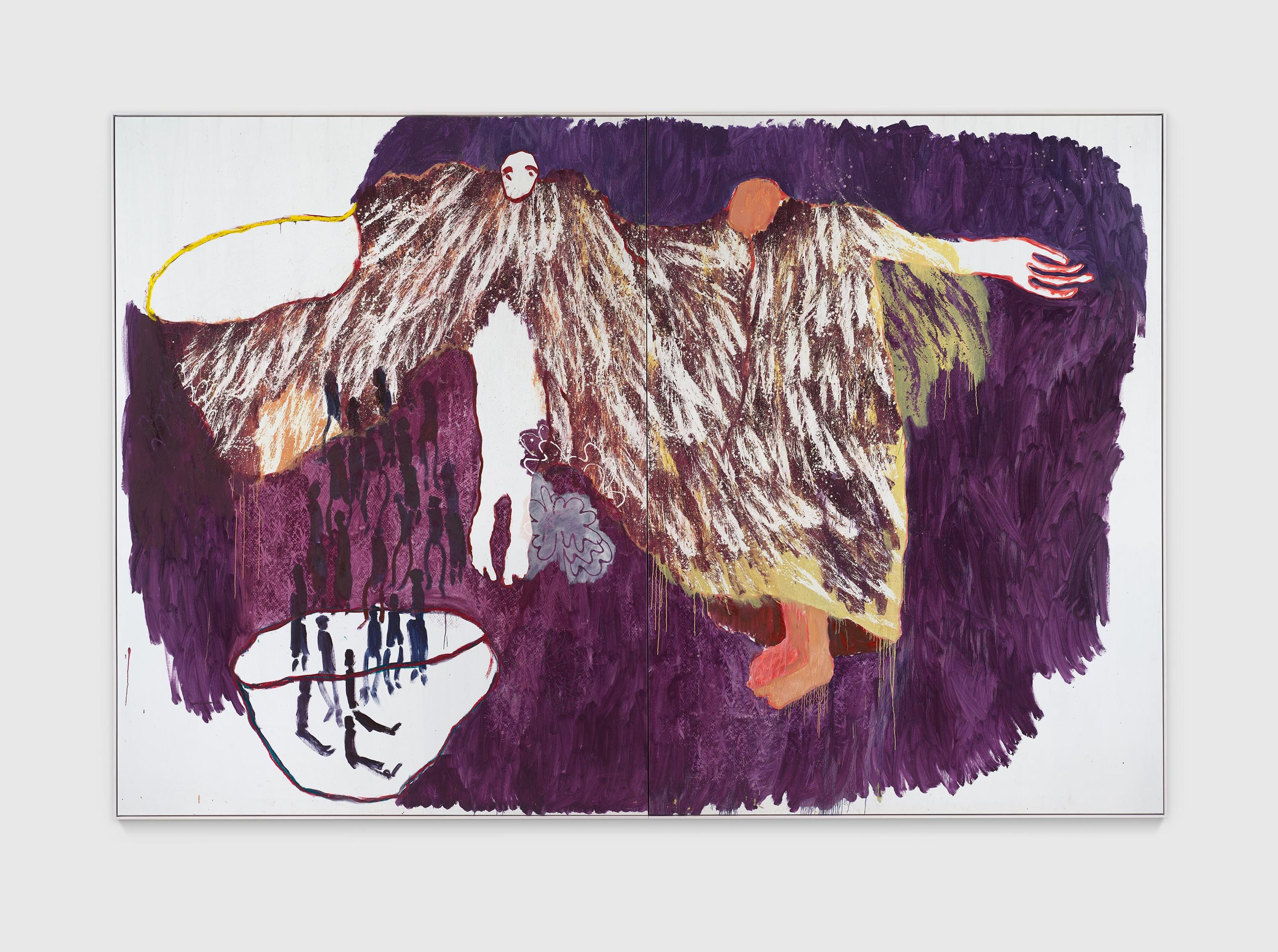 A painting by Portia Zvavahera, titled Kubudiswa kwedzinza, dated 2025.