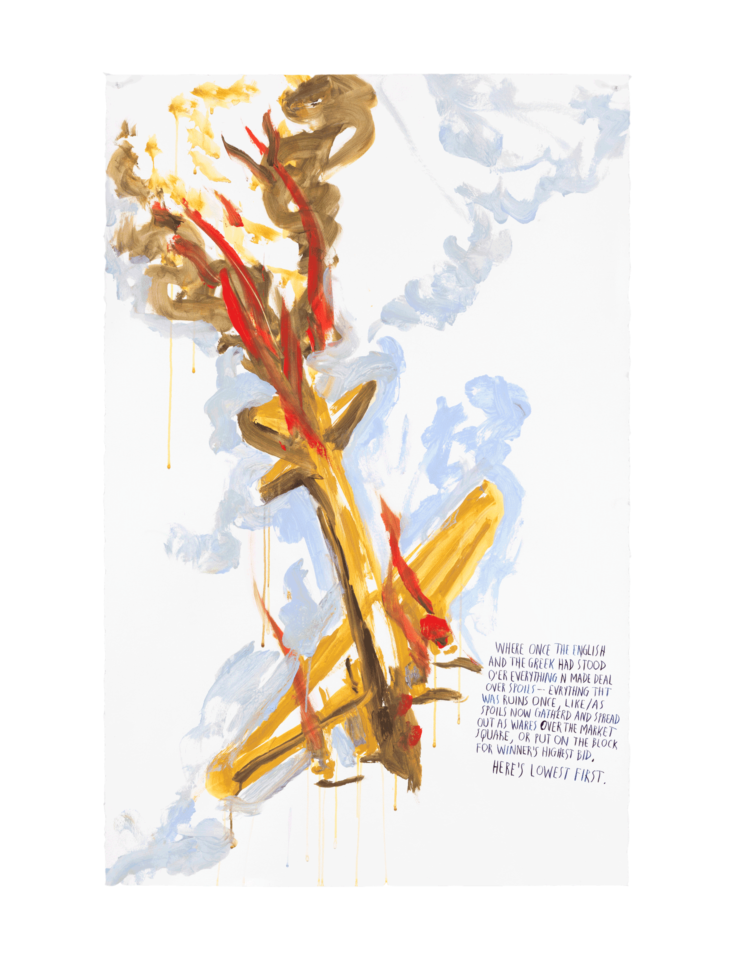 A drawing by Raymond Pettibon, titled No Title (Where once the...), dated 2017.