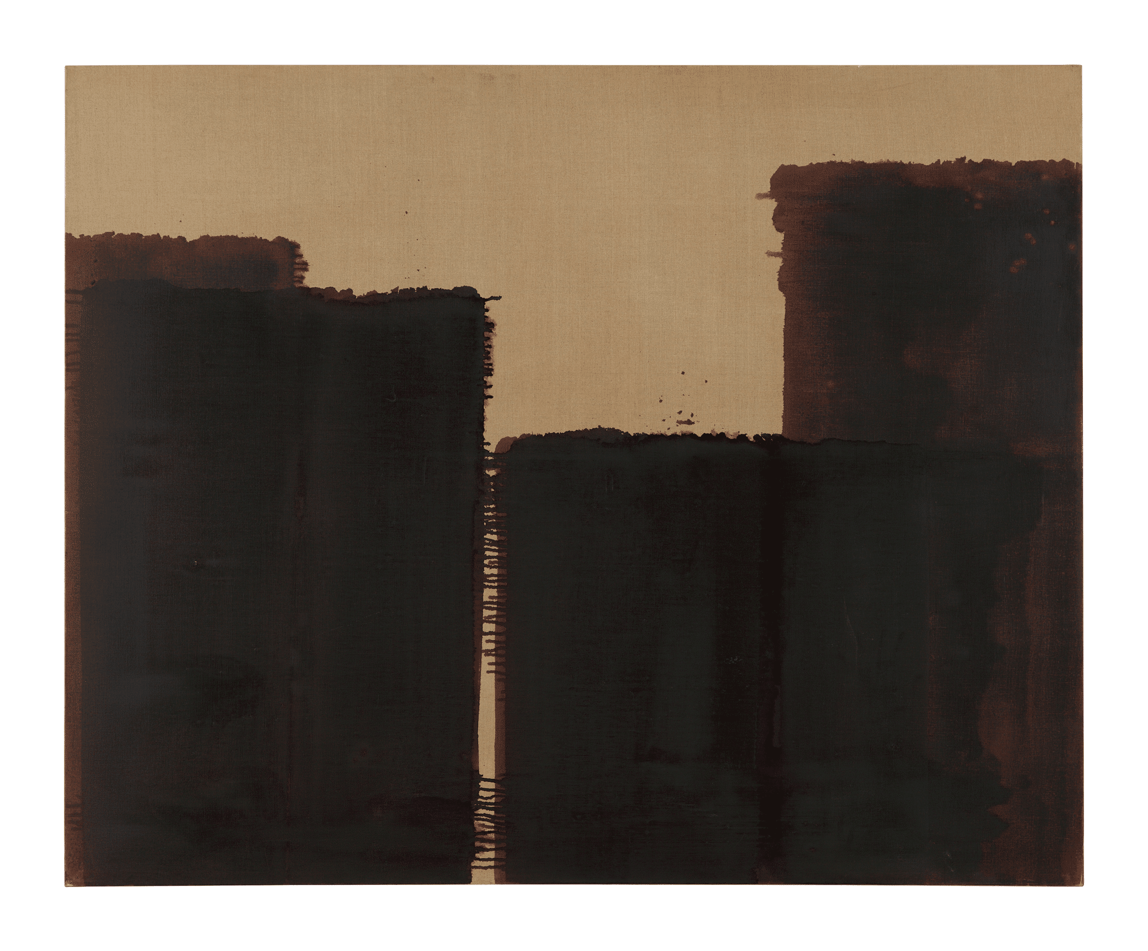 An oil painting on linen by Yun Hyong-keun, titled Burnt Umber & Ultramarine, dated 1991.