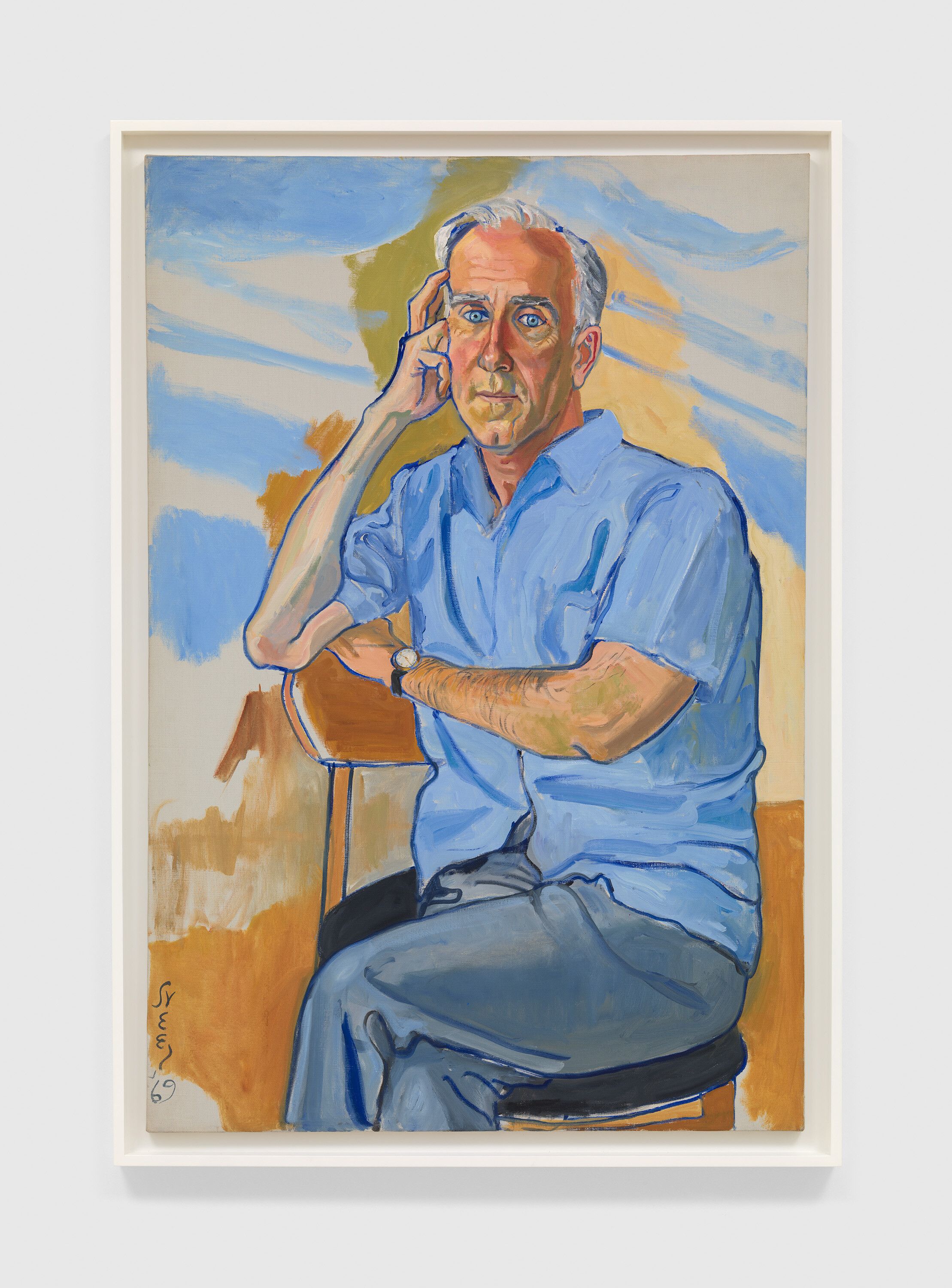 A painting by Alice Neel, titled Felix Greene, dated 1969.