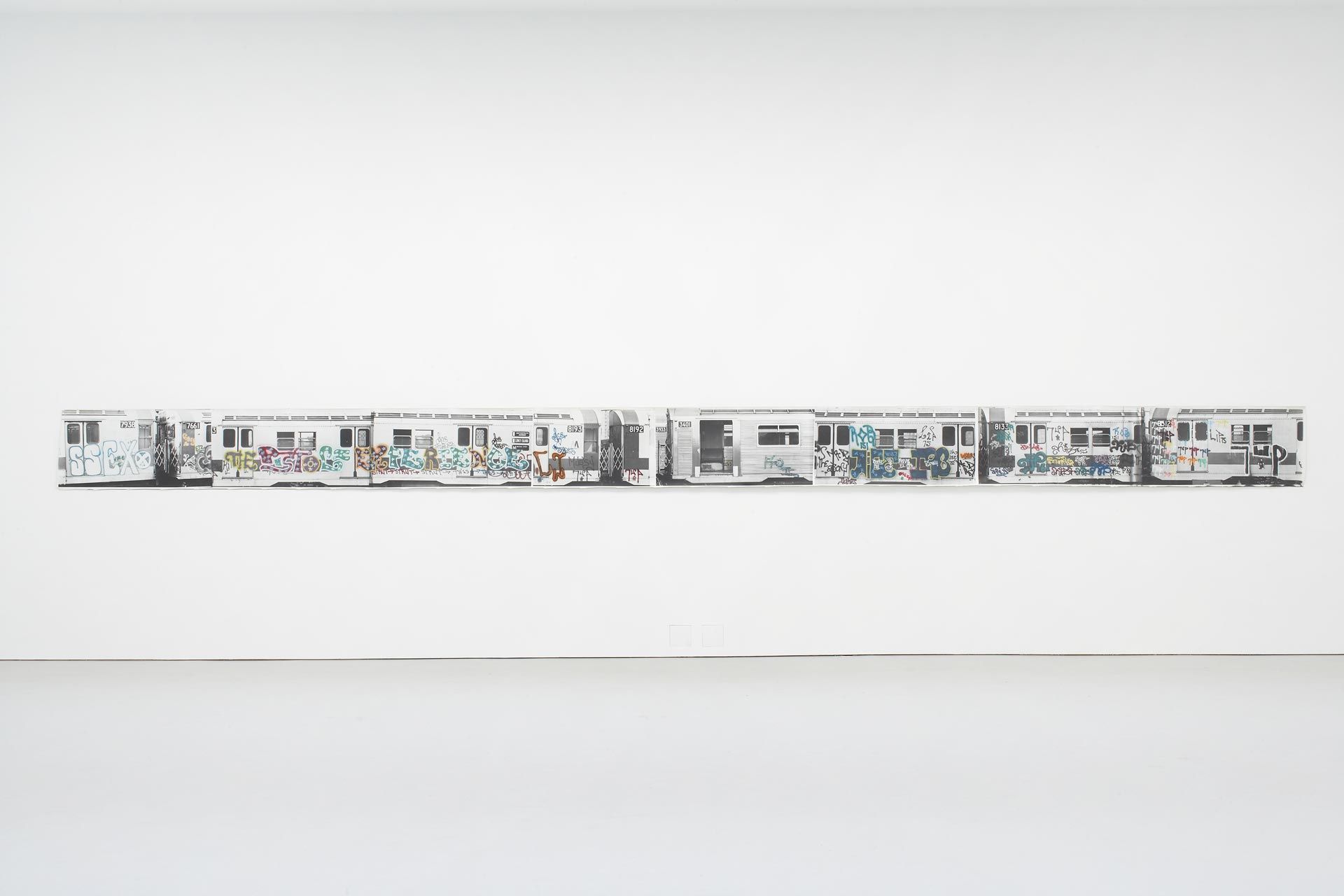 A mixed media work by Gordon Matta-Clark, titled Graffiti Scroll, dated 1973.