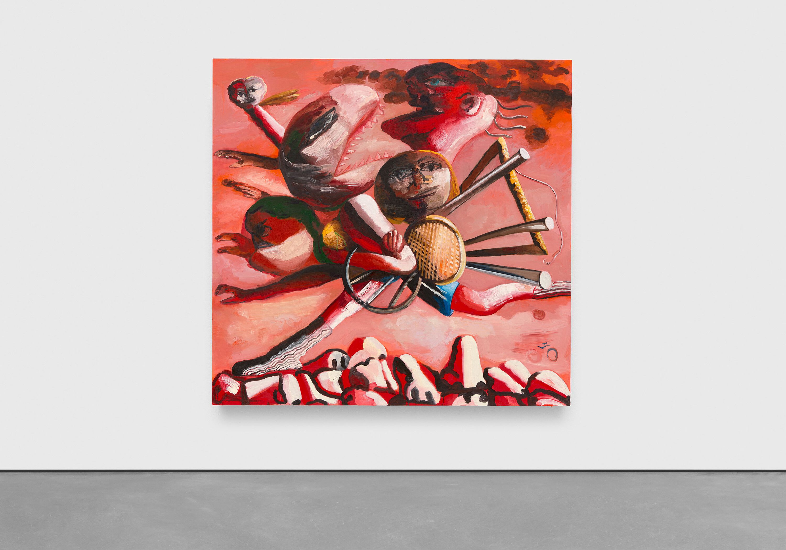 A painting by Dana Schutz, titled The Chase, dated 2023.