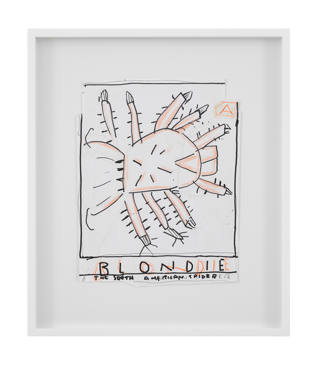 A work on paper by Rose Wylie, titled Blondie Spider, Manga, dated 2019.