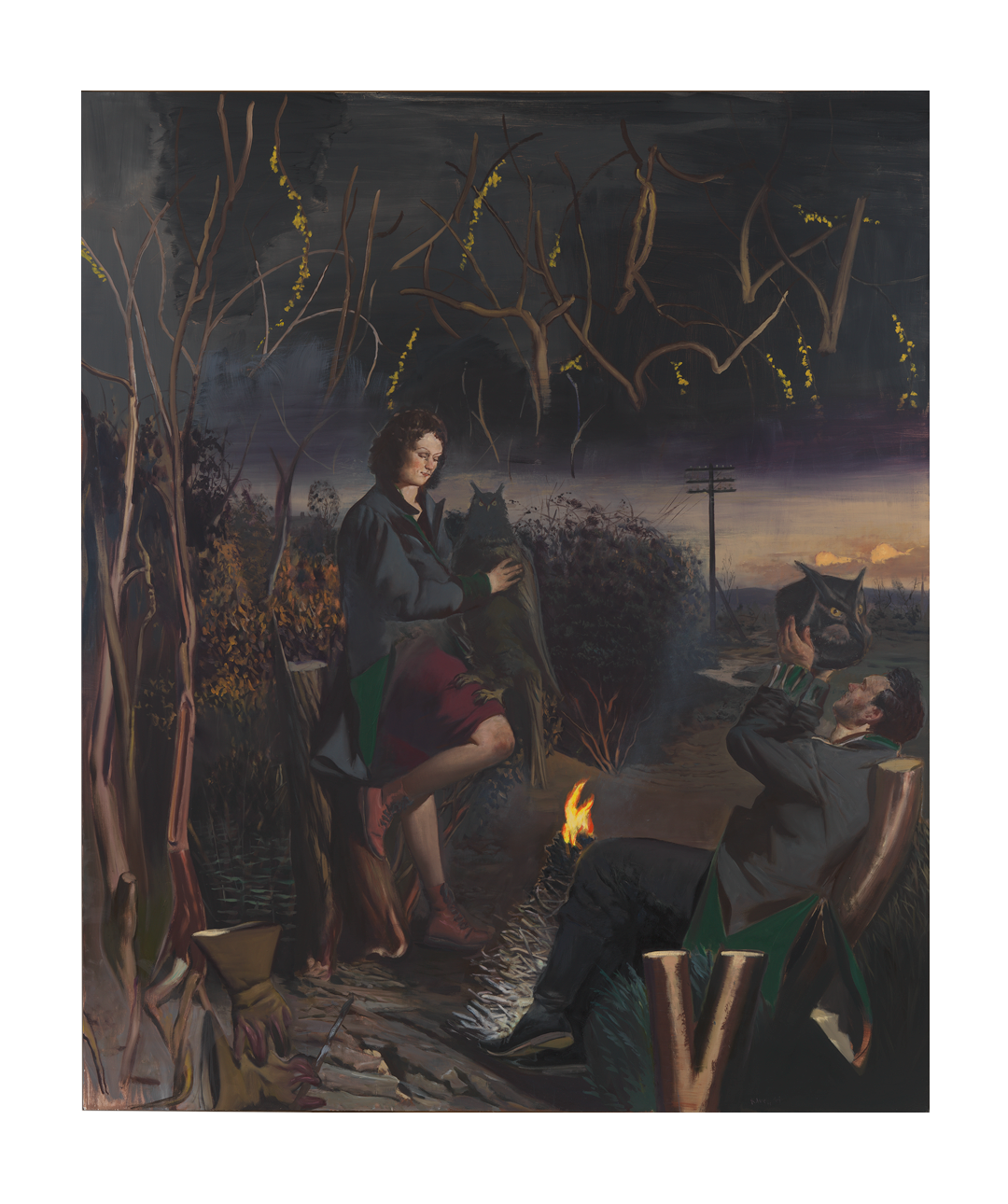 An oil painting on canvas by Neo Rauch, titled Aprilnacht, dated 2011.