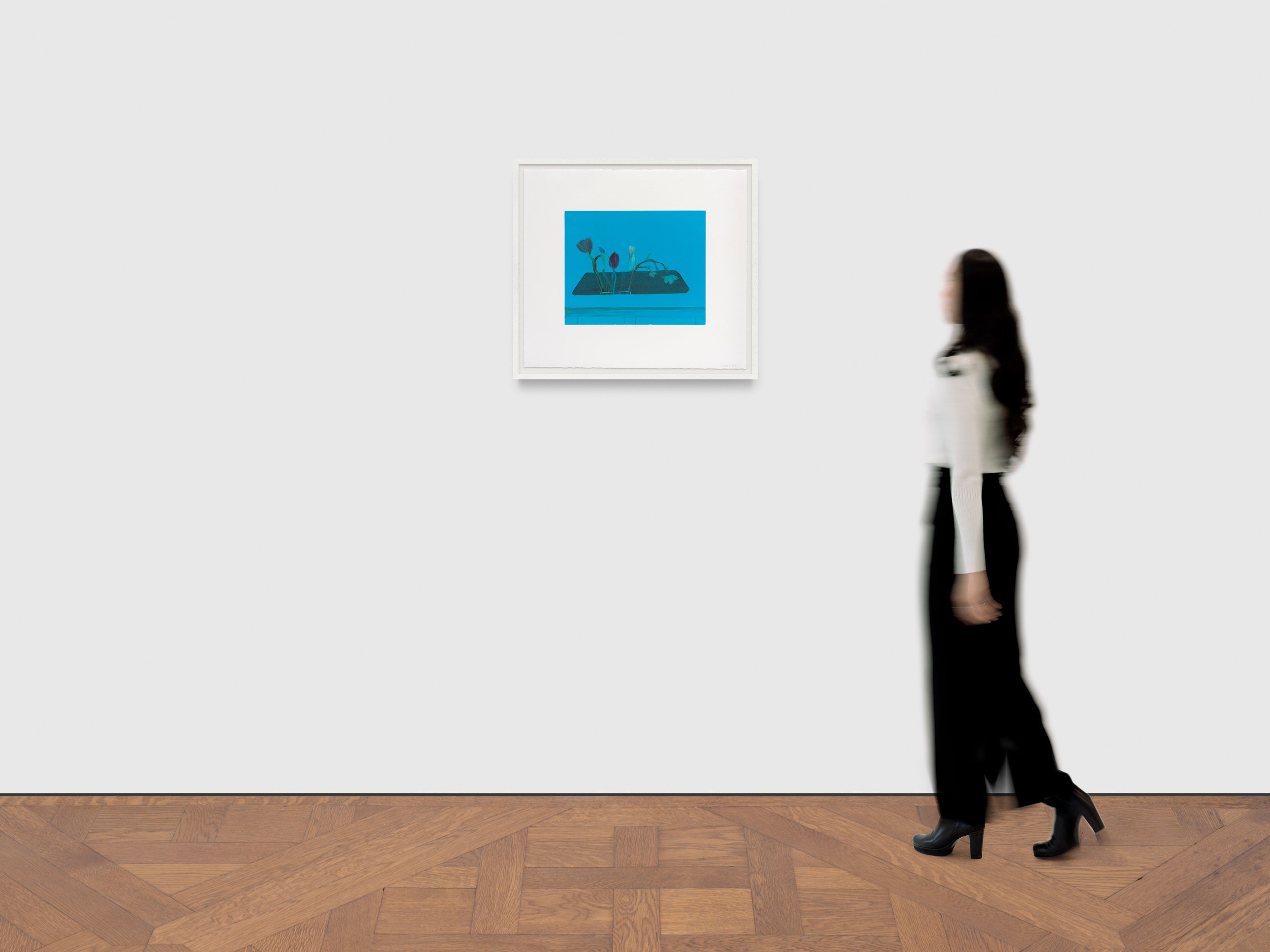 A print by Aubrey Lebinthal, titled Sink with Bouquet (Blue), dated 2025.