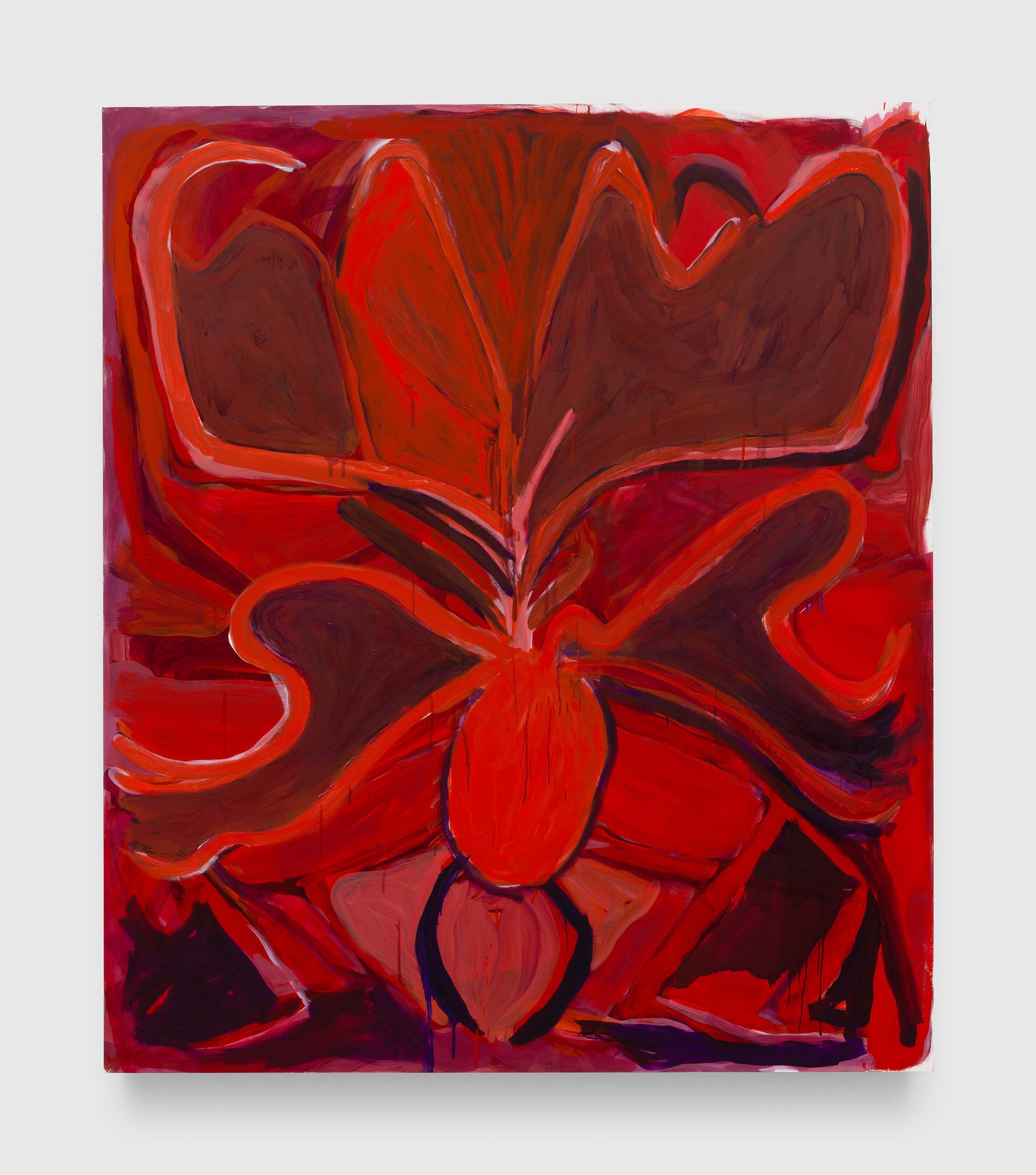 A painting by Josh Smith, titled Red Bug, dated 2023.