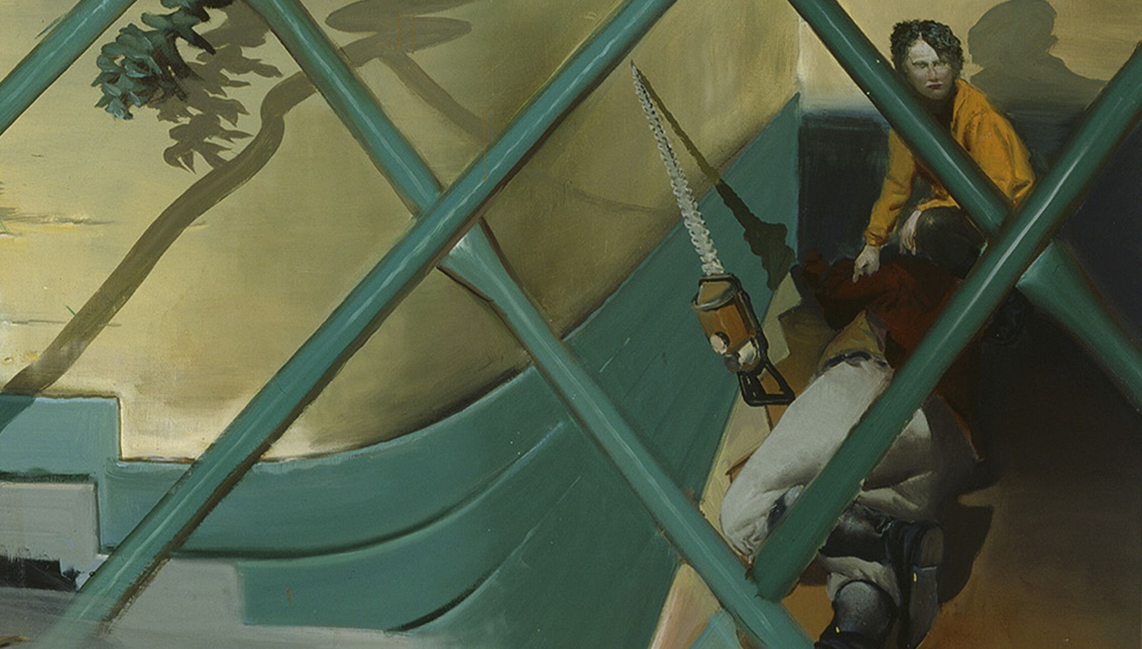 A detail of an artwork by Neo Rauch titled Lösung, dated 2005