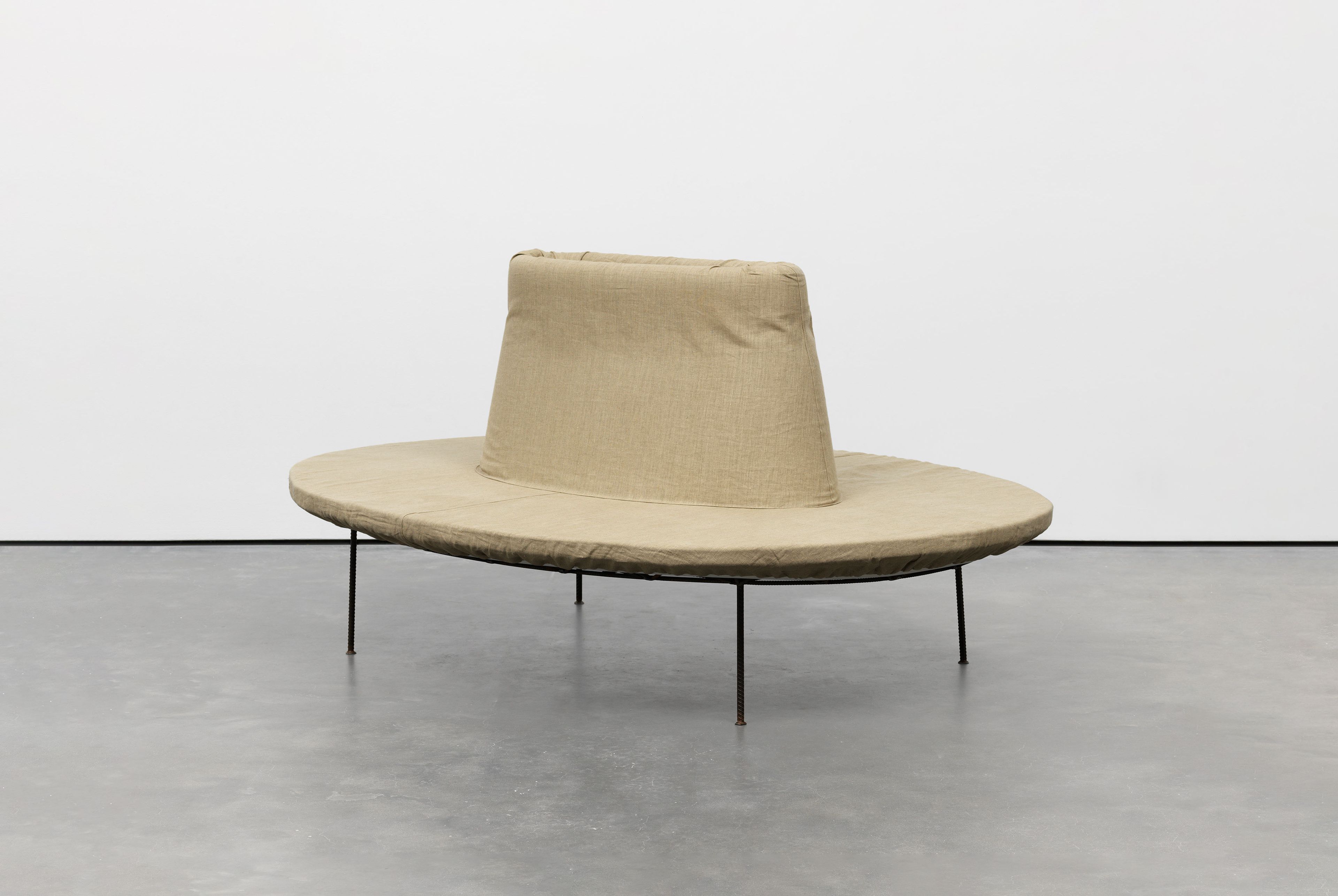 A piece of furniture by Franz West, titled Pouf, dated 2000.