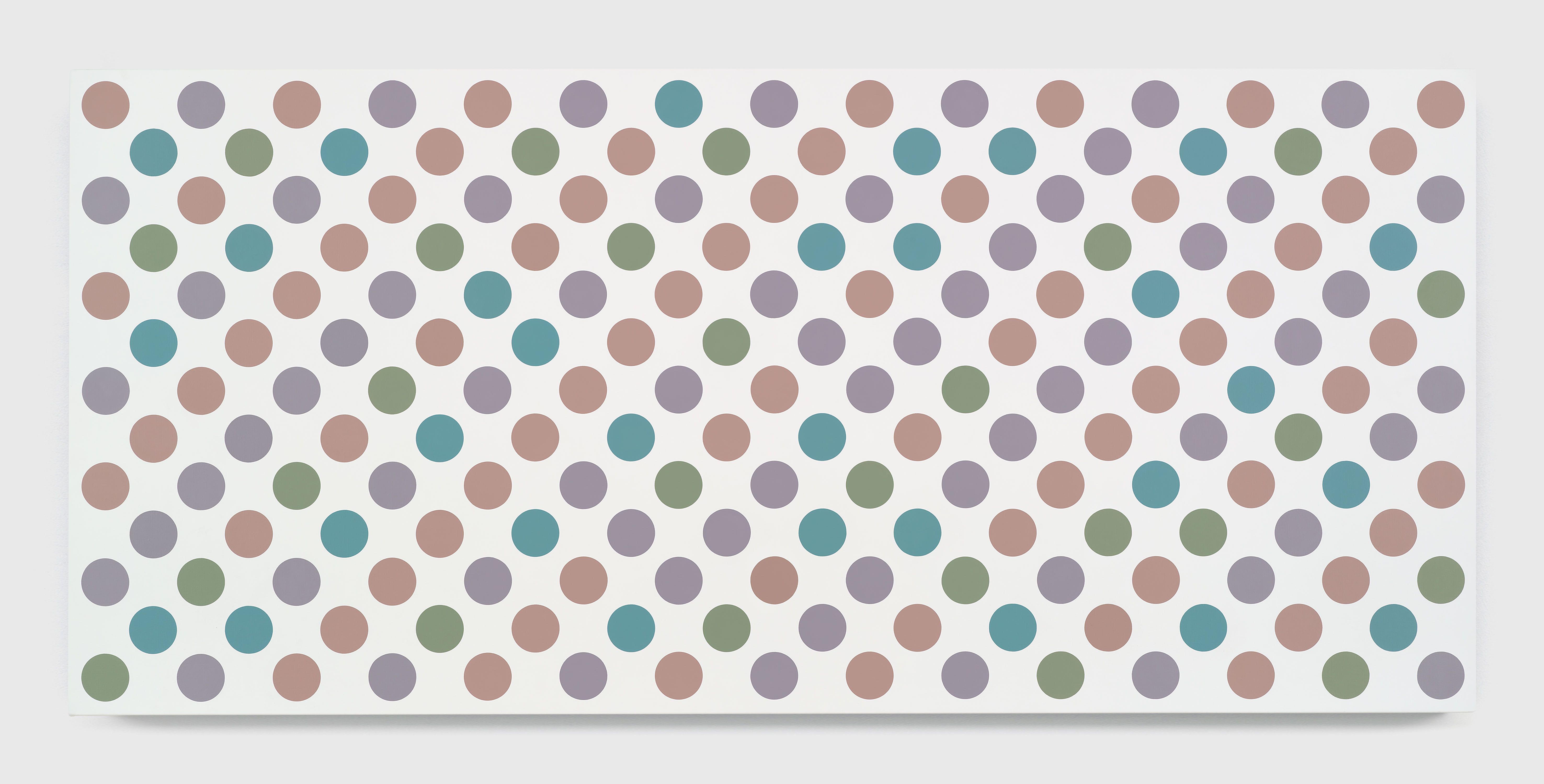 A painting by Bridget Riley, titled Measure for Measure 40, dated 2019.