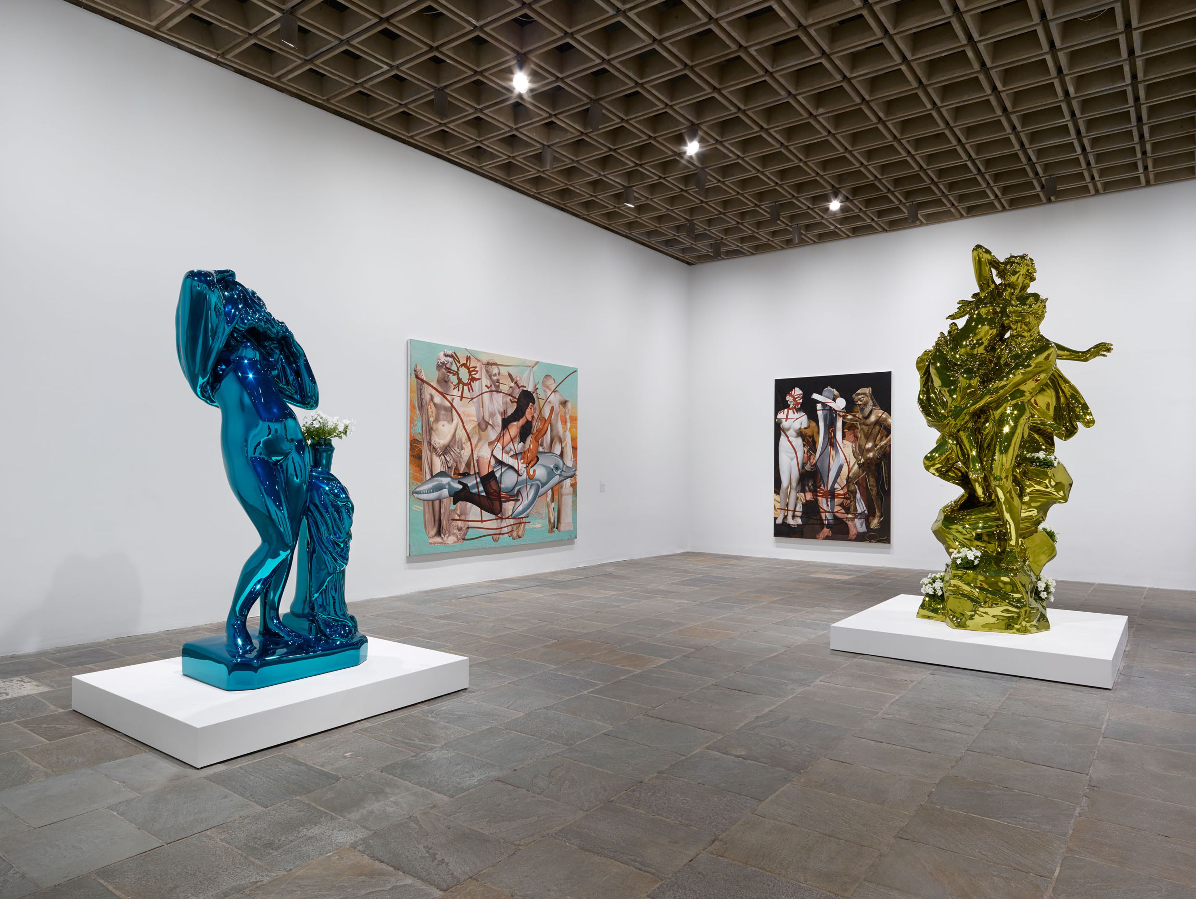 Installation view of the exhibition,¬†Jeff Koons: A Retrospective¬†at the Whitney Museum of American Art in New York, dated 2014.