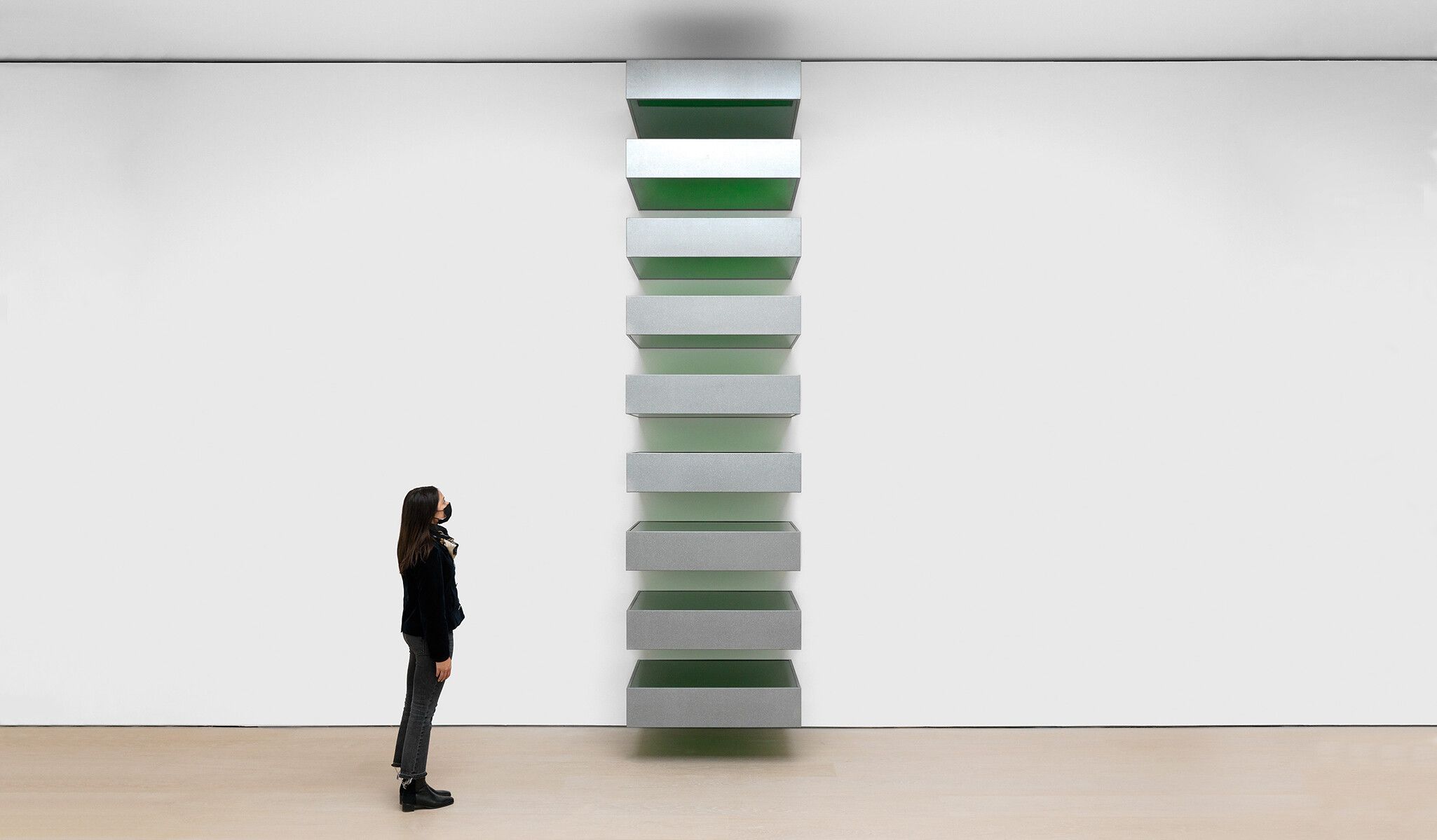 A scale shot of a work by Donald Judd, called Untitled, dated 1988.