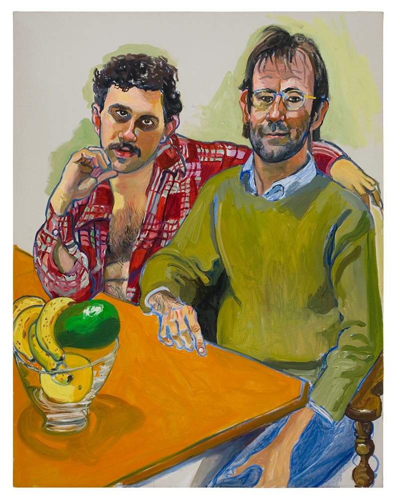 A painting by Alice Neel, titled Geoffrey Hendricks and Brian, dated 1978.