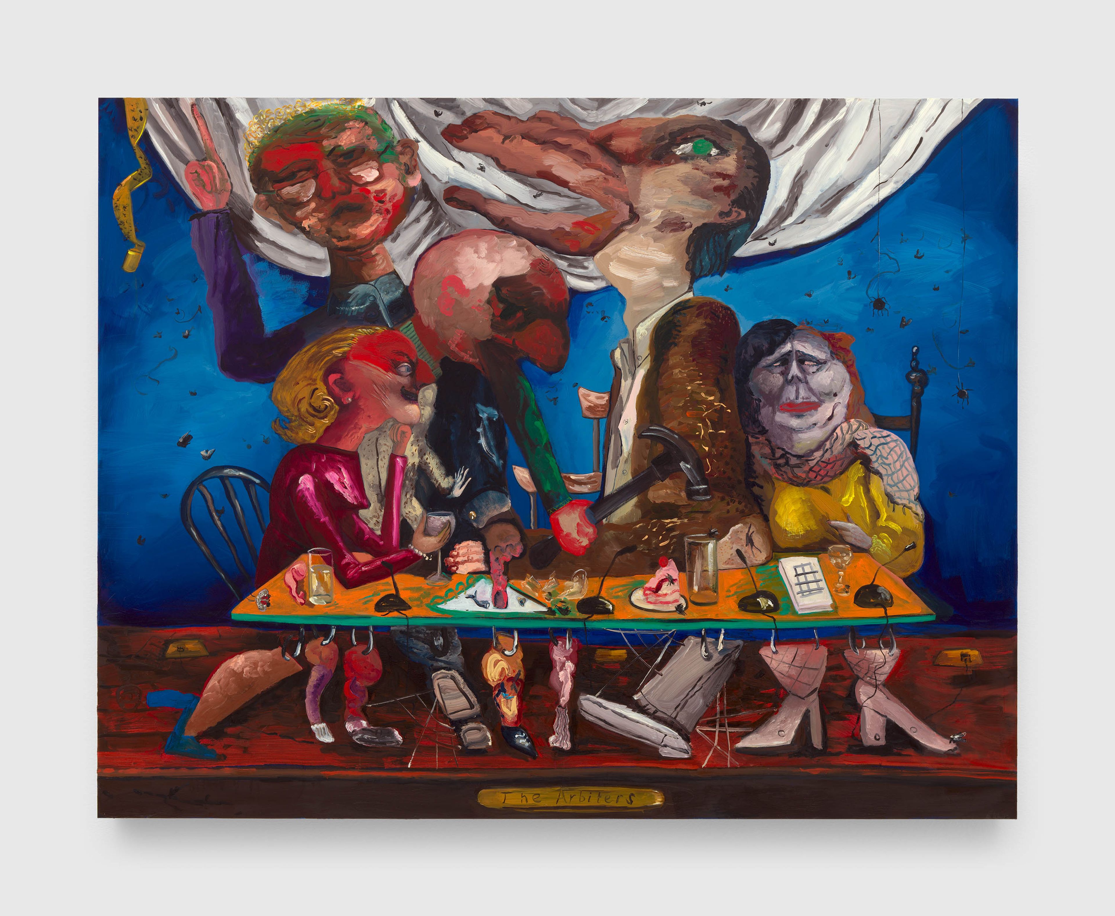 A painting by Dana Schutz, titled The Arbiters, dated 2023.