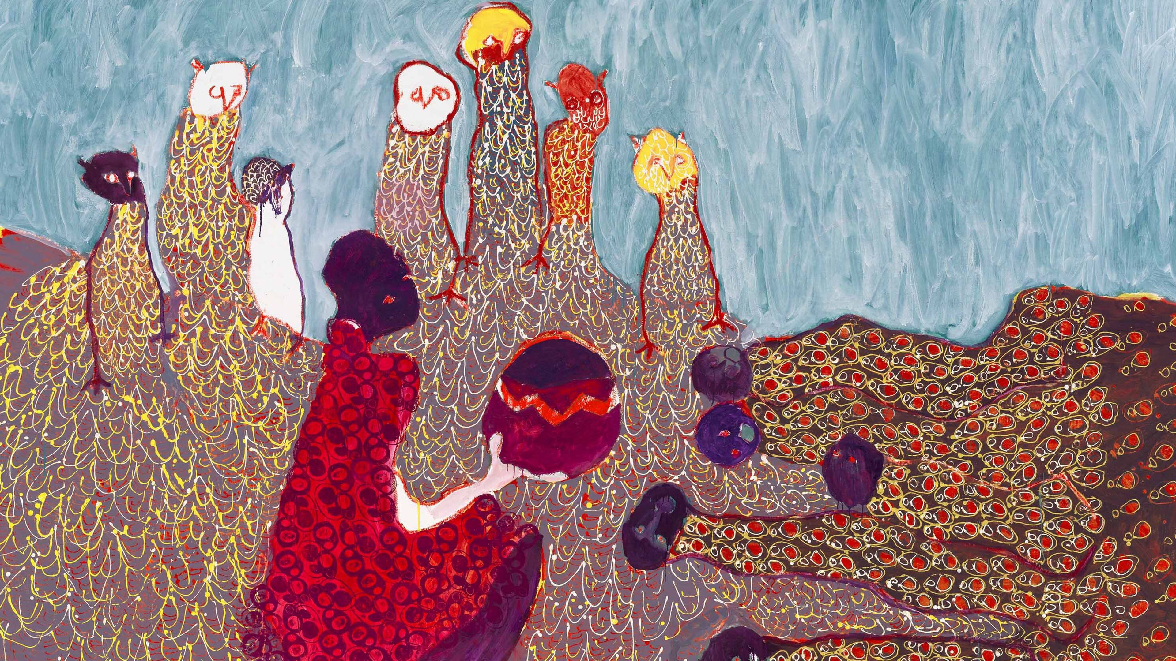 A detail from apainting by Portia Zvavahera, titled Zvandakaoneswa (What I was made to see), dated 2021.