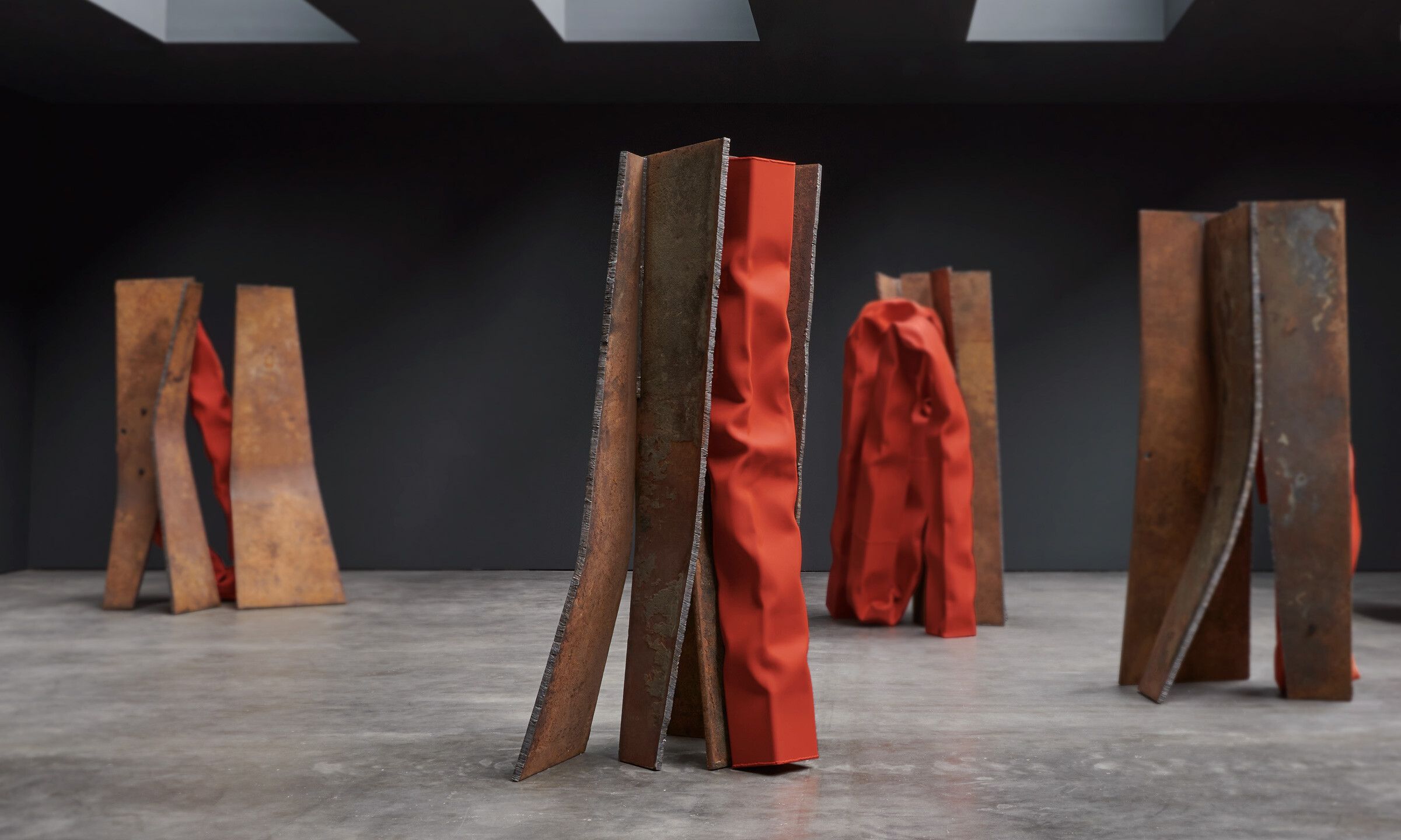 A steel, stainless steel, and urethane paint by Carol Bove, titled Chimes at Midnight V, dated 2021.