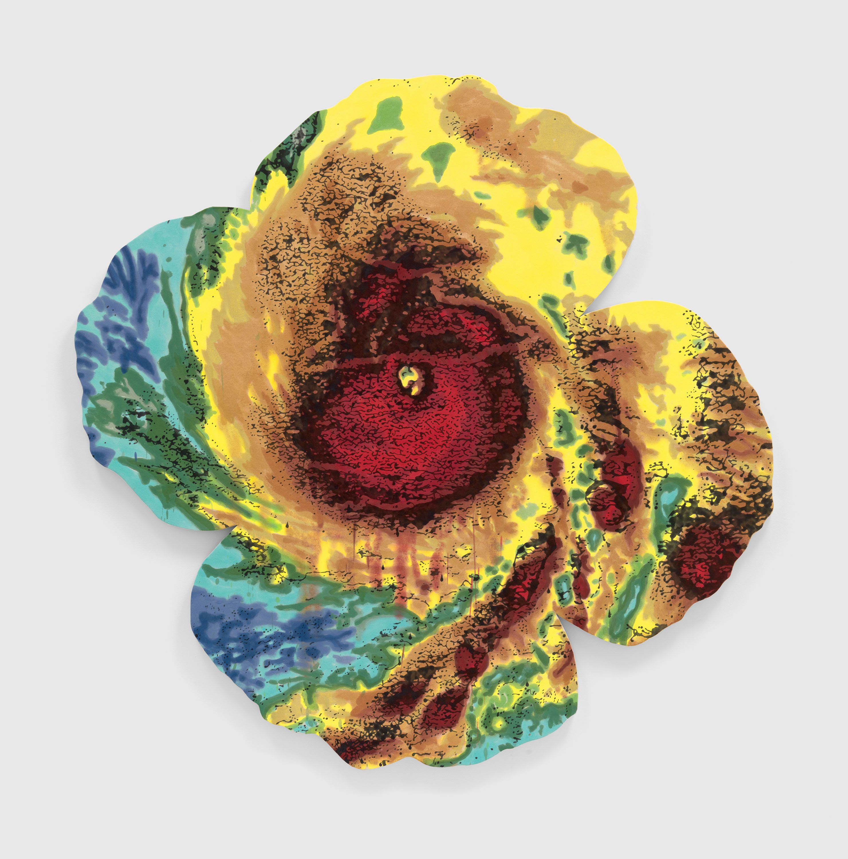An oil and alkyd on linen painting by Nate Lowman, titled Sandy Poppy, dated 2022.