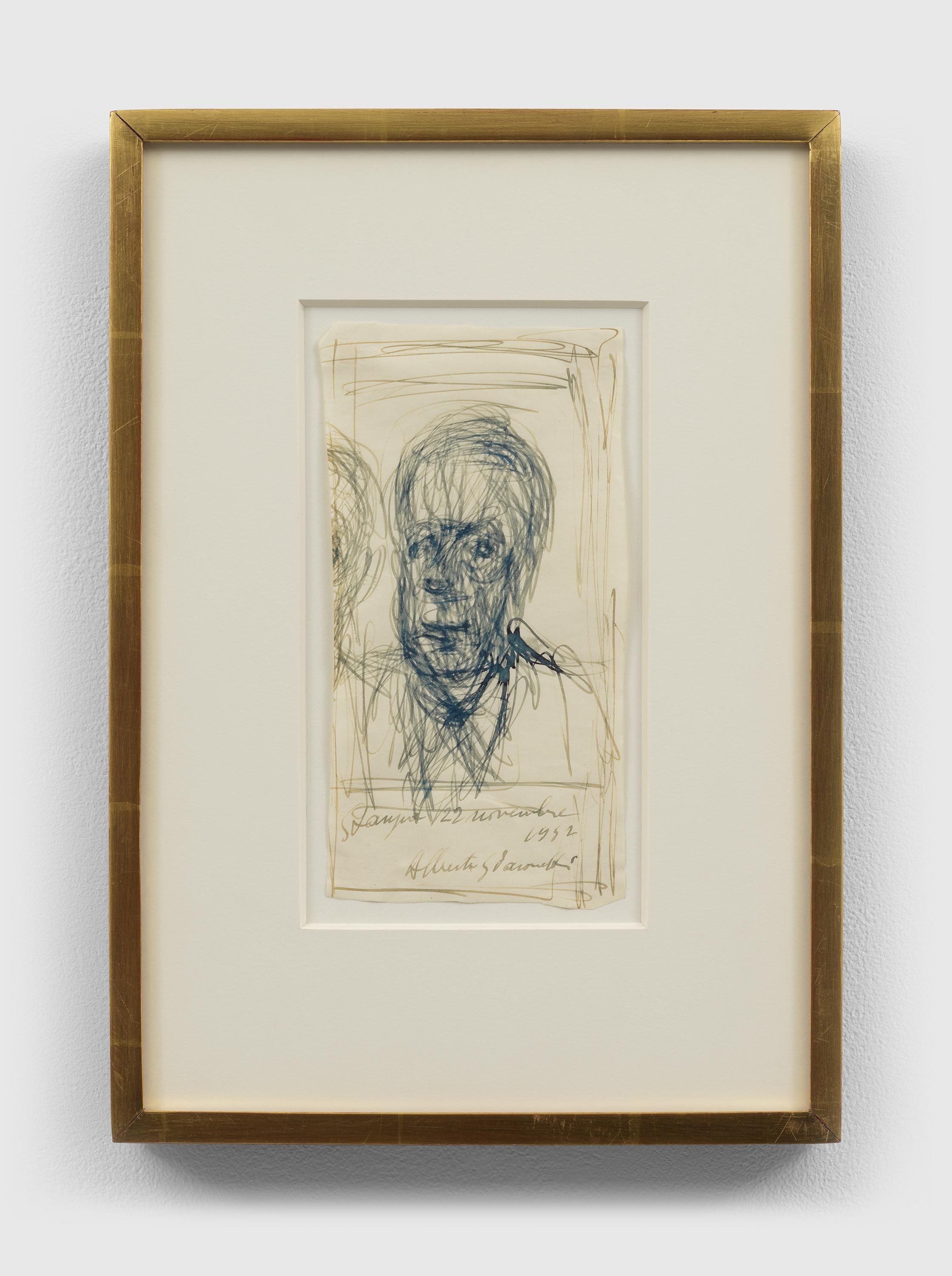 A drawing by Alberto Giacometti, titled Portrait of Paul Eluard, dated 1952.