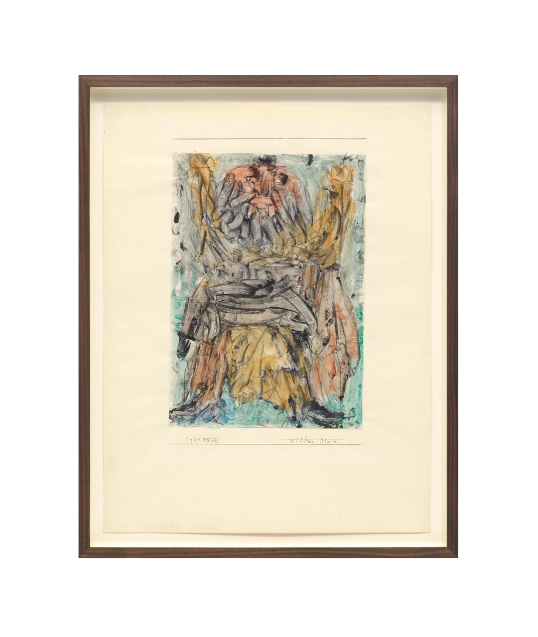 A drawing by Paul Klee, titled wilder Mann (Wild man), dated 1939.