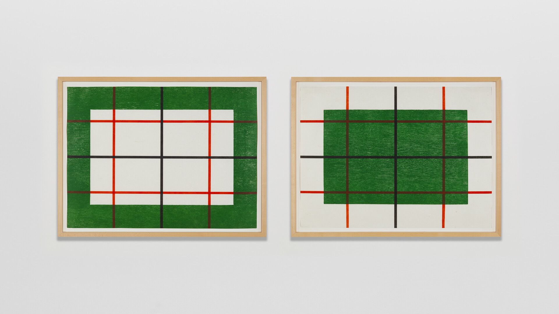 A photo featuring two of twenty prints from Donald Judd, Untitled 1992-1993/2020, dated 2020